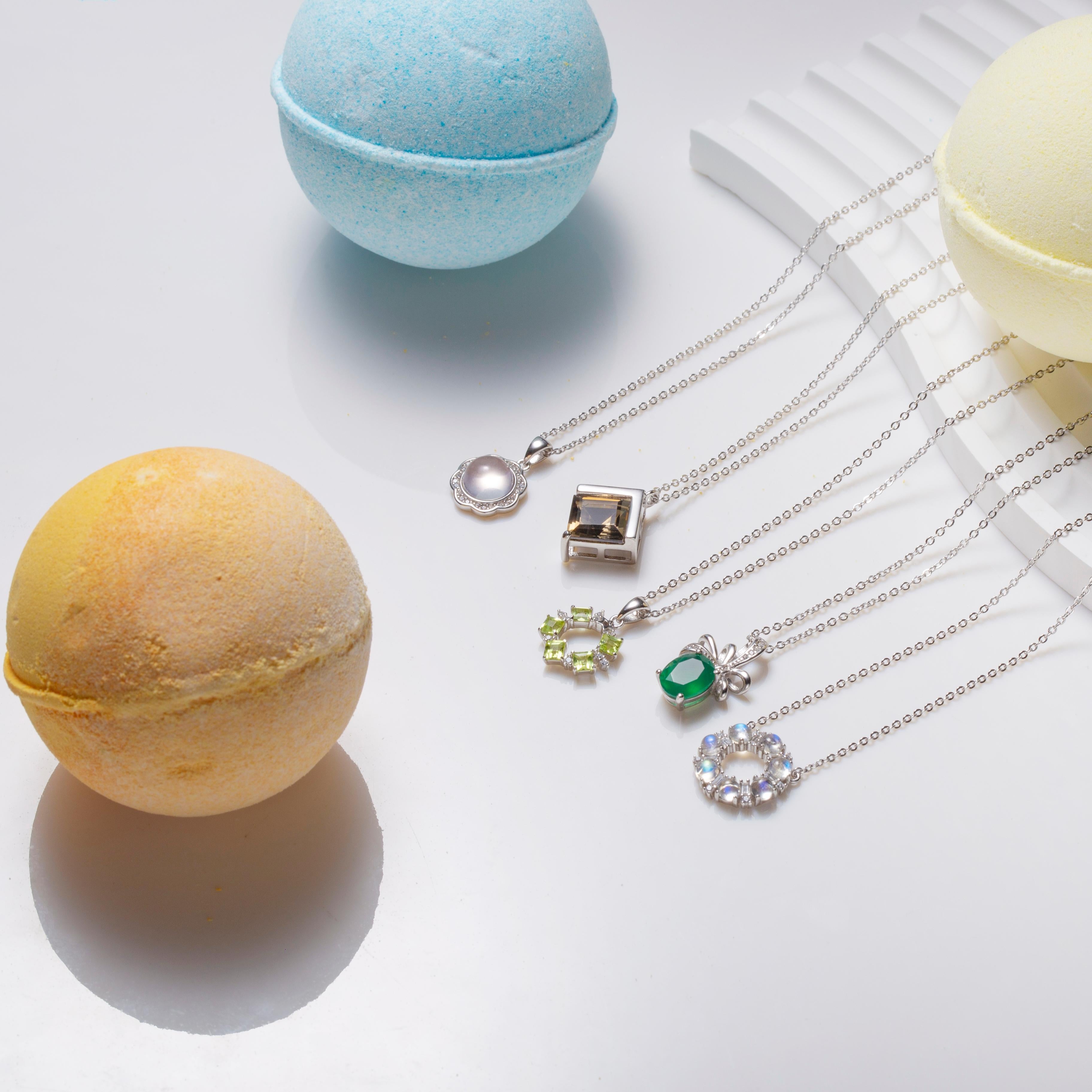 Bath Bombs with Natural Gemstone Necklace