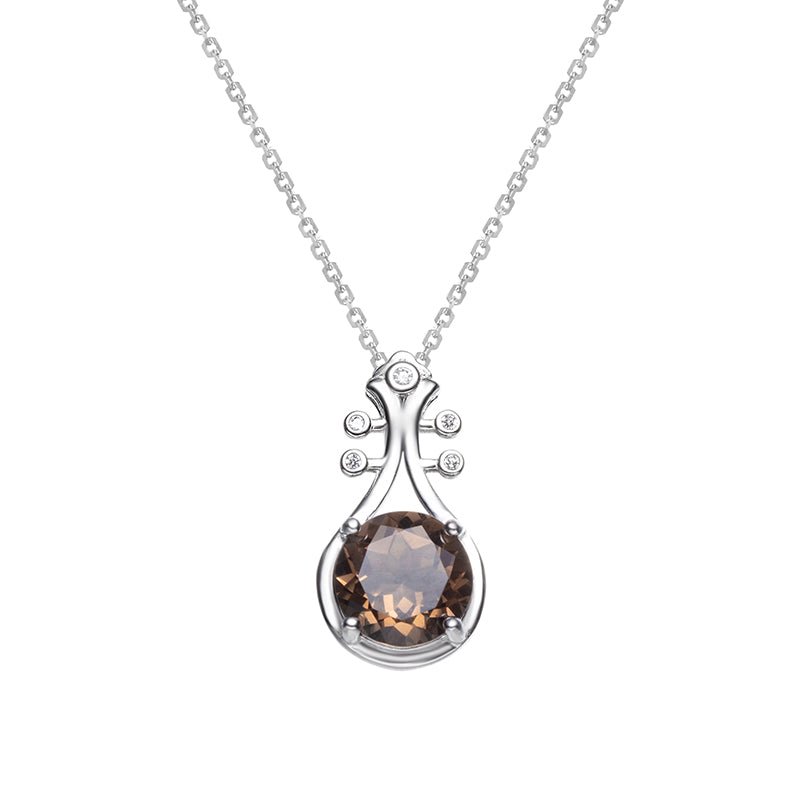 Smoky Quartz Lute Sterling Silver Pendant Necklace