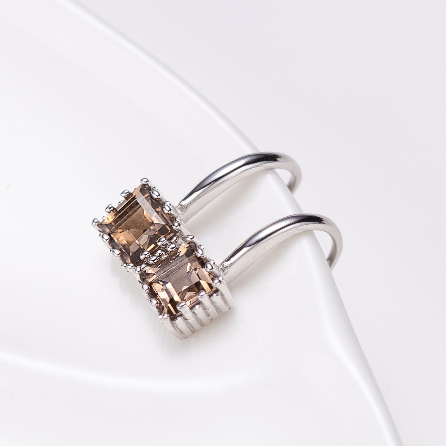 Natural Smoky Quartz Sterling Silver Wire Hook Earrings