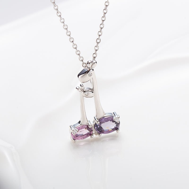 Spinel Sterling Silver Mother And Baby Giraffe Necklace