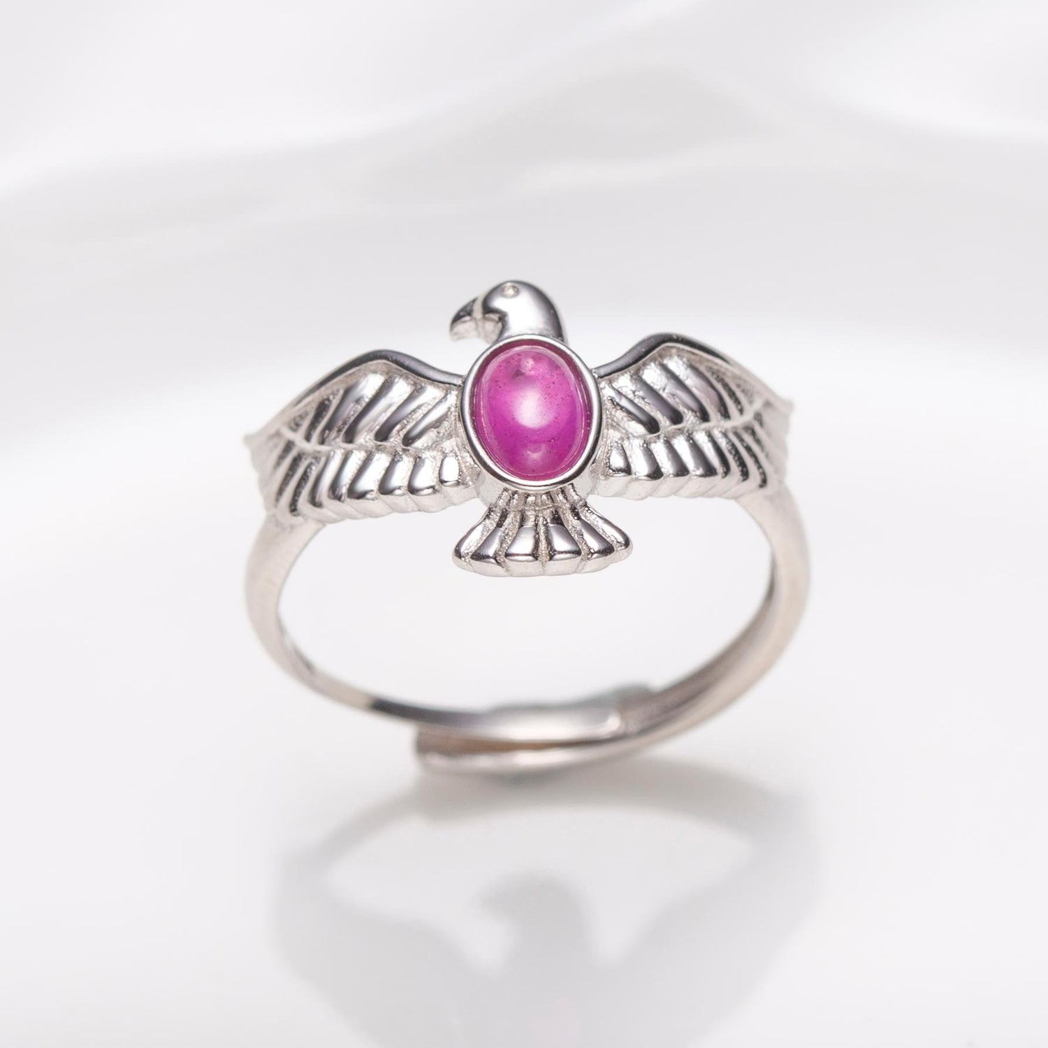 Natural Cabochon Oval Shape Ruby Pigeon Ring
