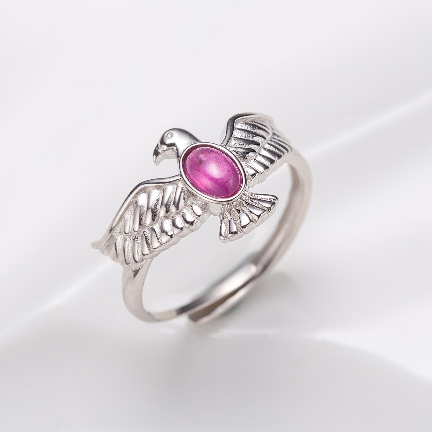 Natural Cabochon Oval Shape Ruby Pigeon Ring