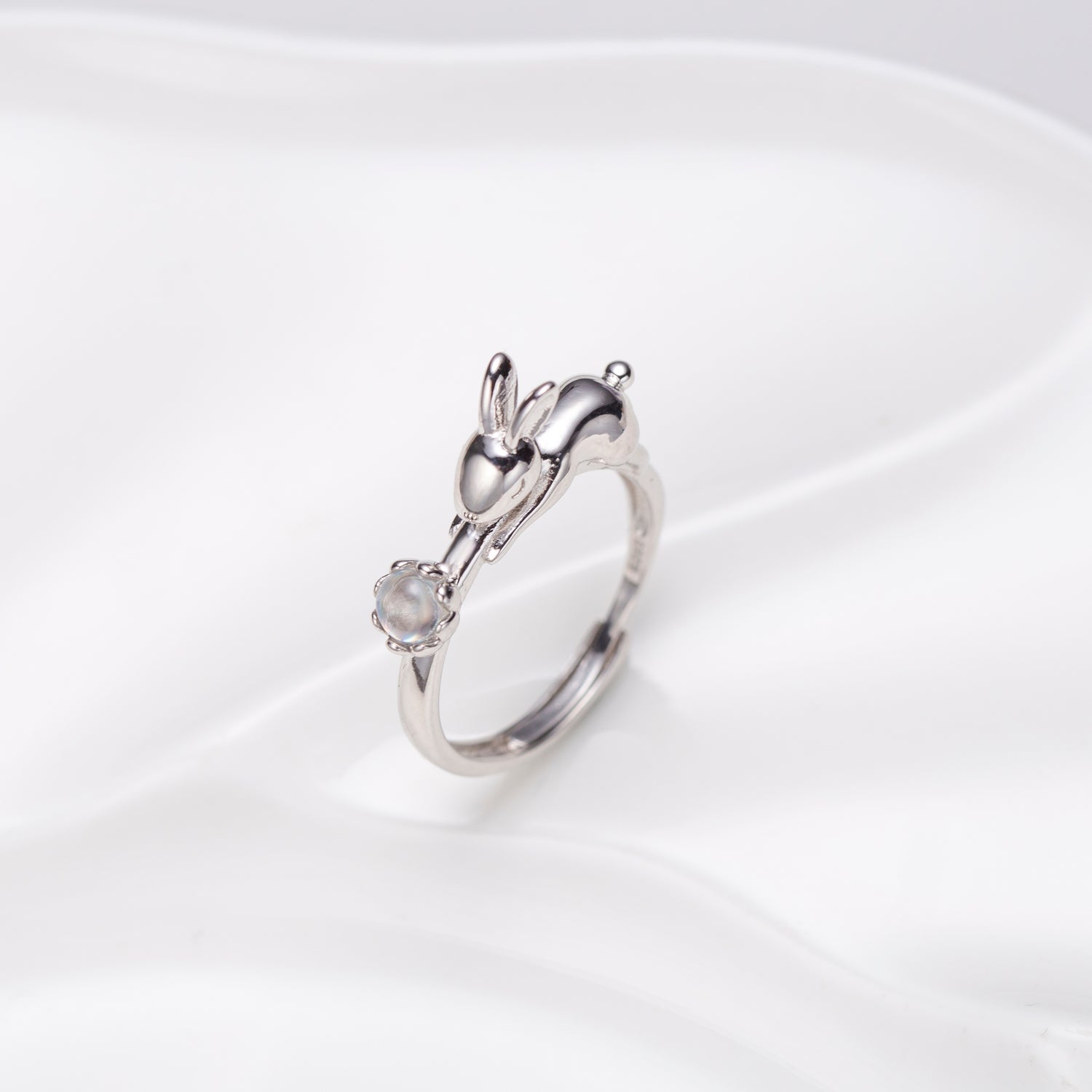 Natural Moonstone Rabbit Ring