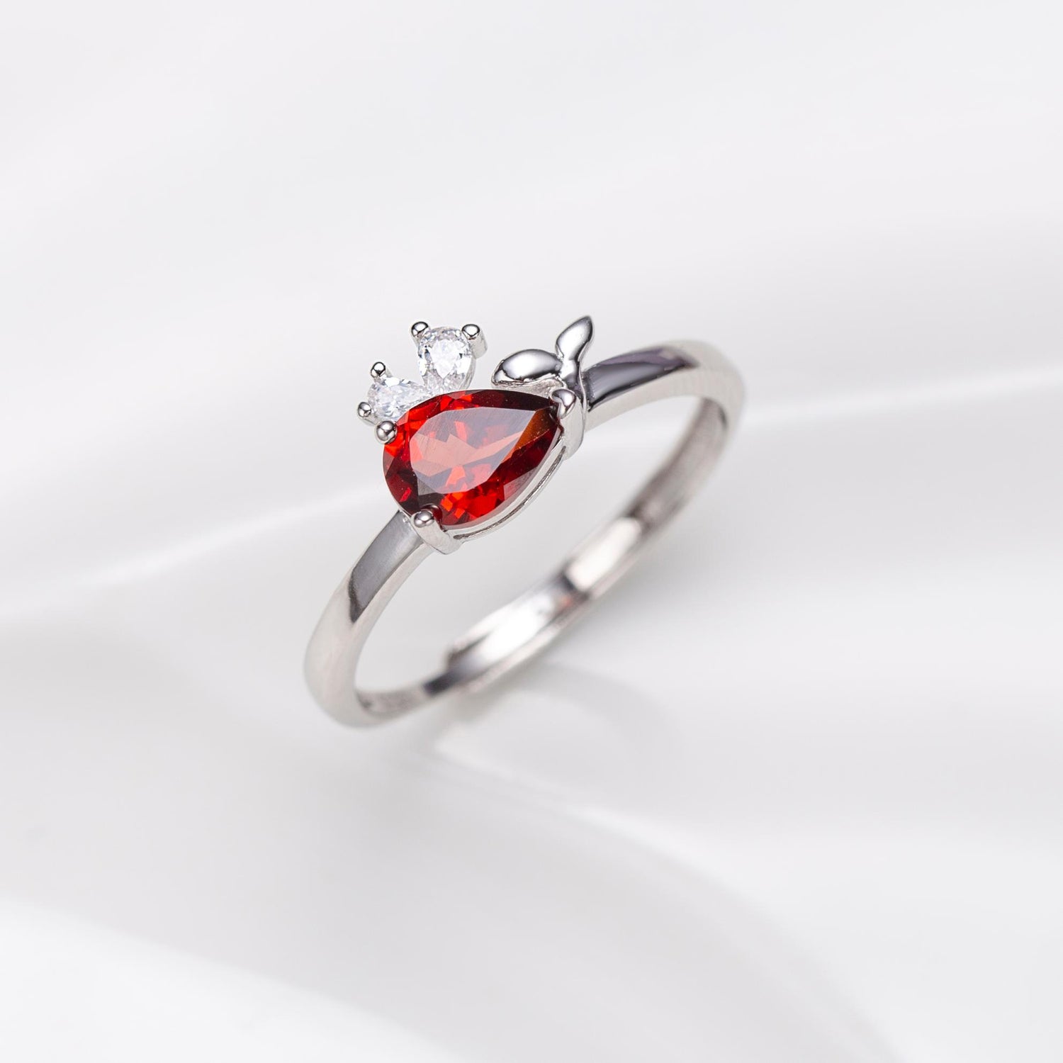 Natural Pear Shape Garnet Ring