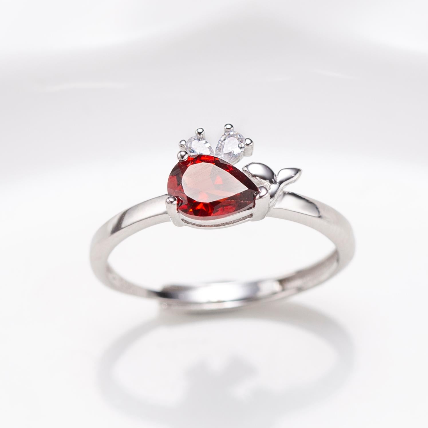 Natural Pear Shape Garnet Ring