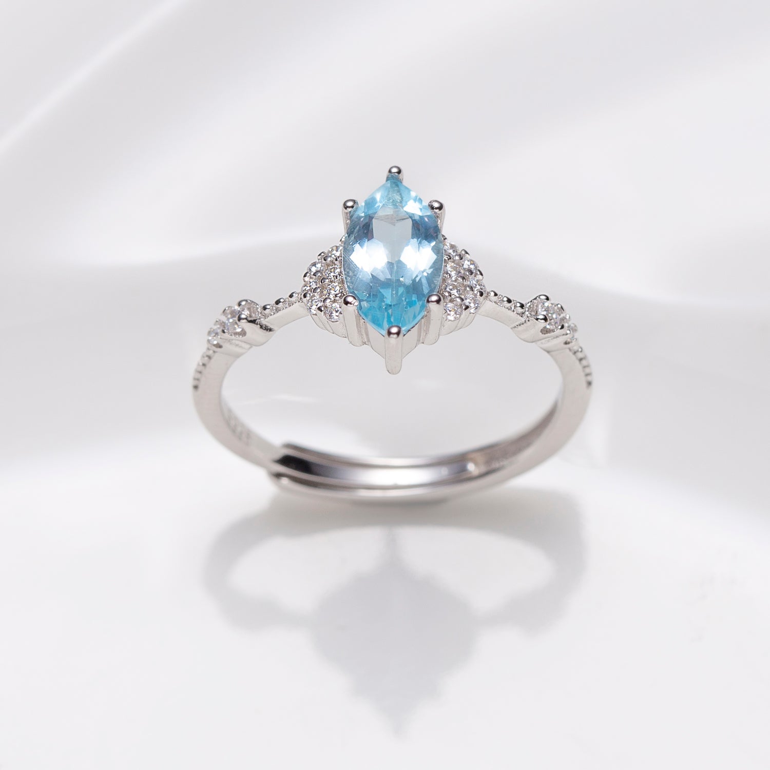 Natural Marquise Shape Sky Blue Topaz Ring