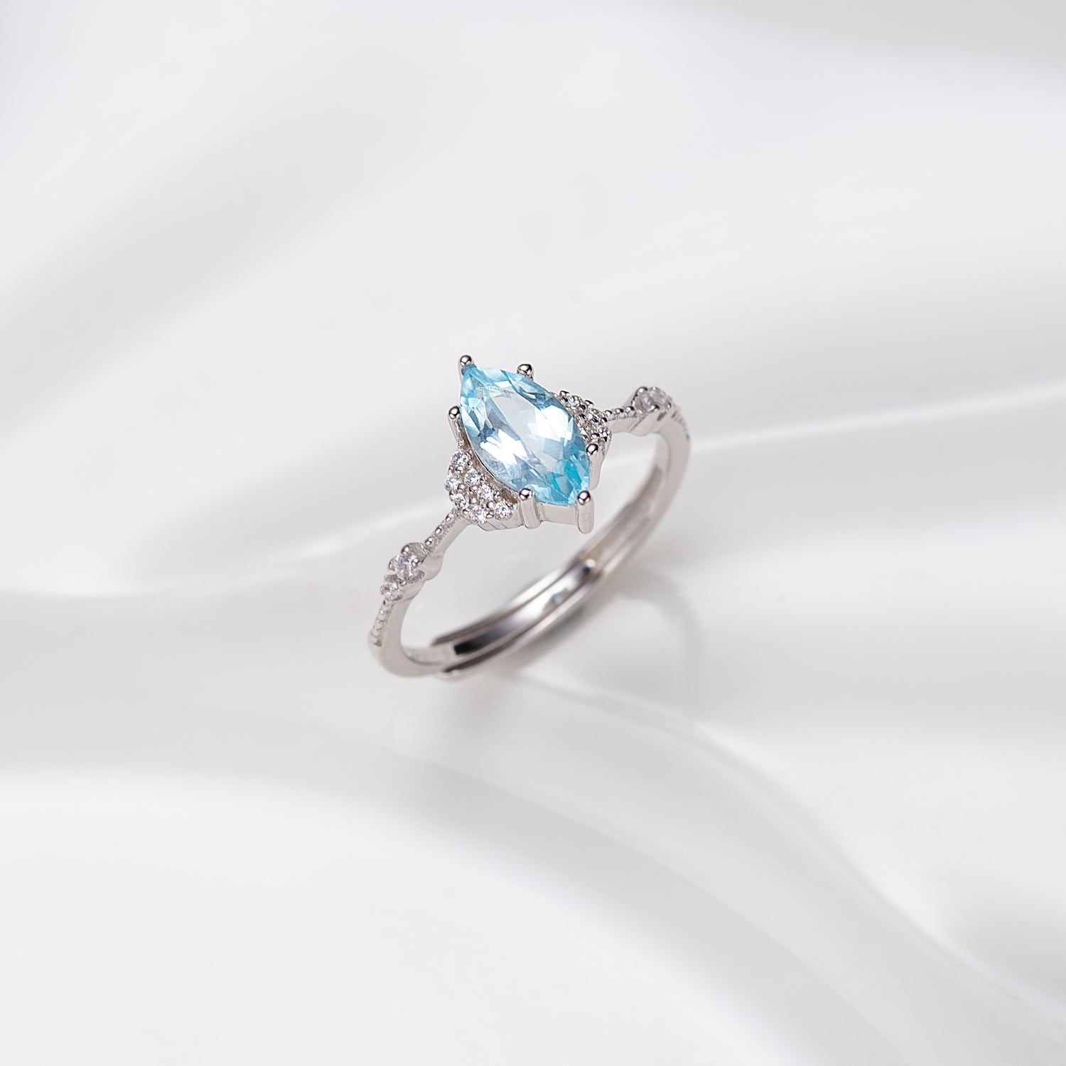 Natural Marquise Shape Sky Blue Topaz Ring