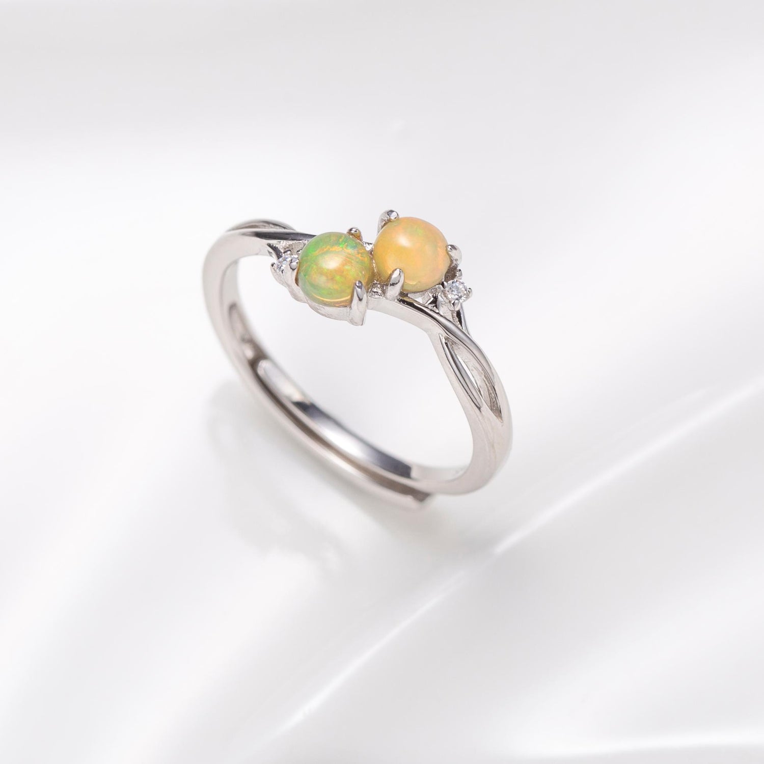 Natural Cabochon Round Shape Opal Ring