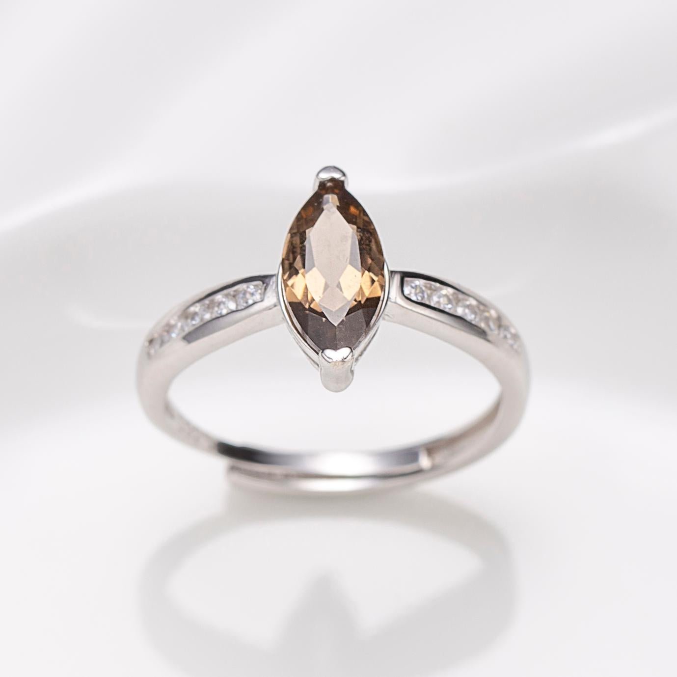 Natural Marquise Shape Smoky Quartz Ring
