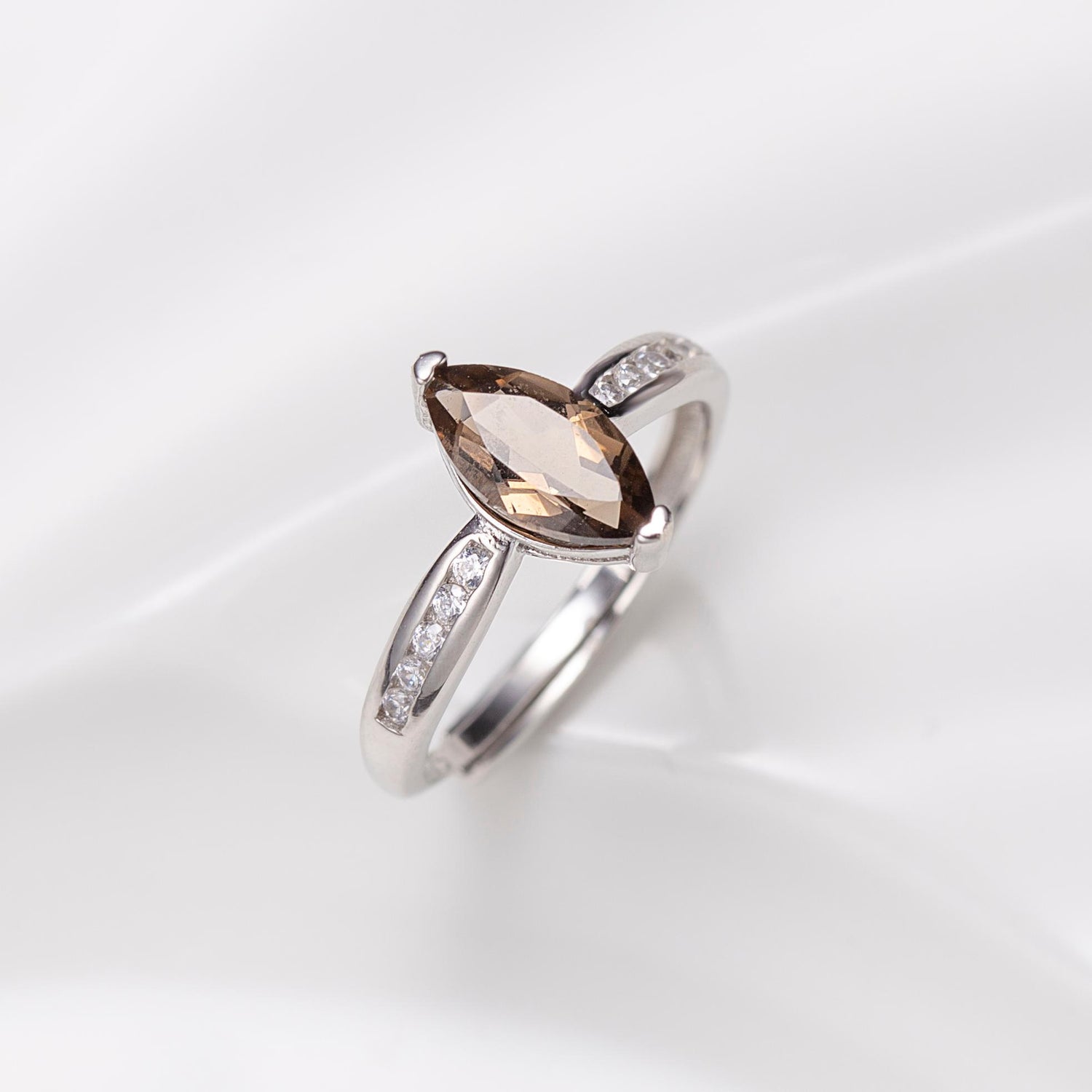 Natural Marquise Shape Smoky Quartz Ring