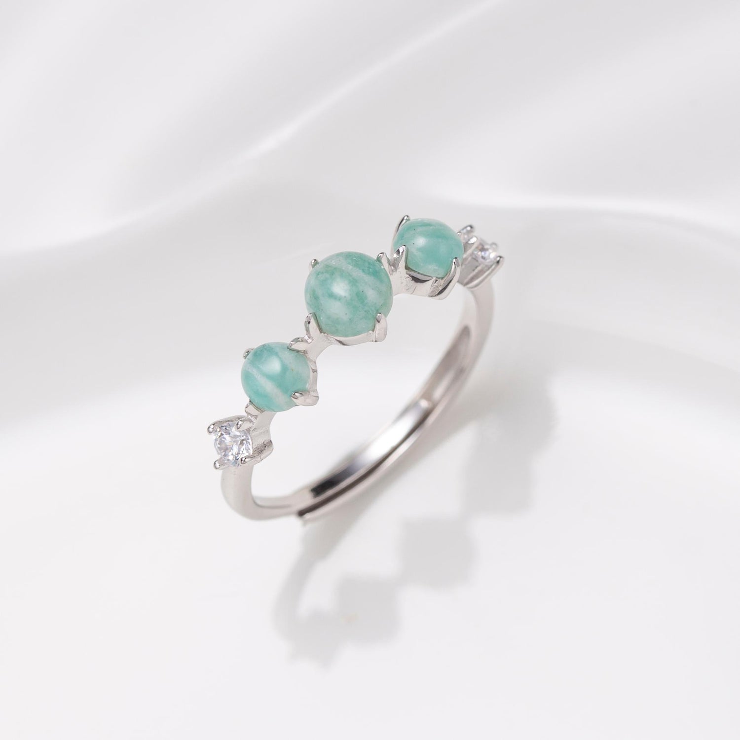 Natural Cabochon Round Cut Amazonite Ring