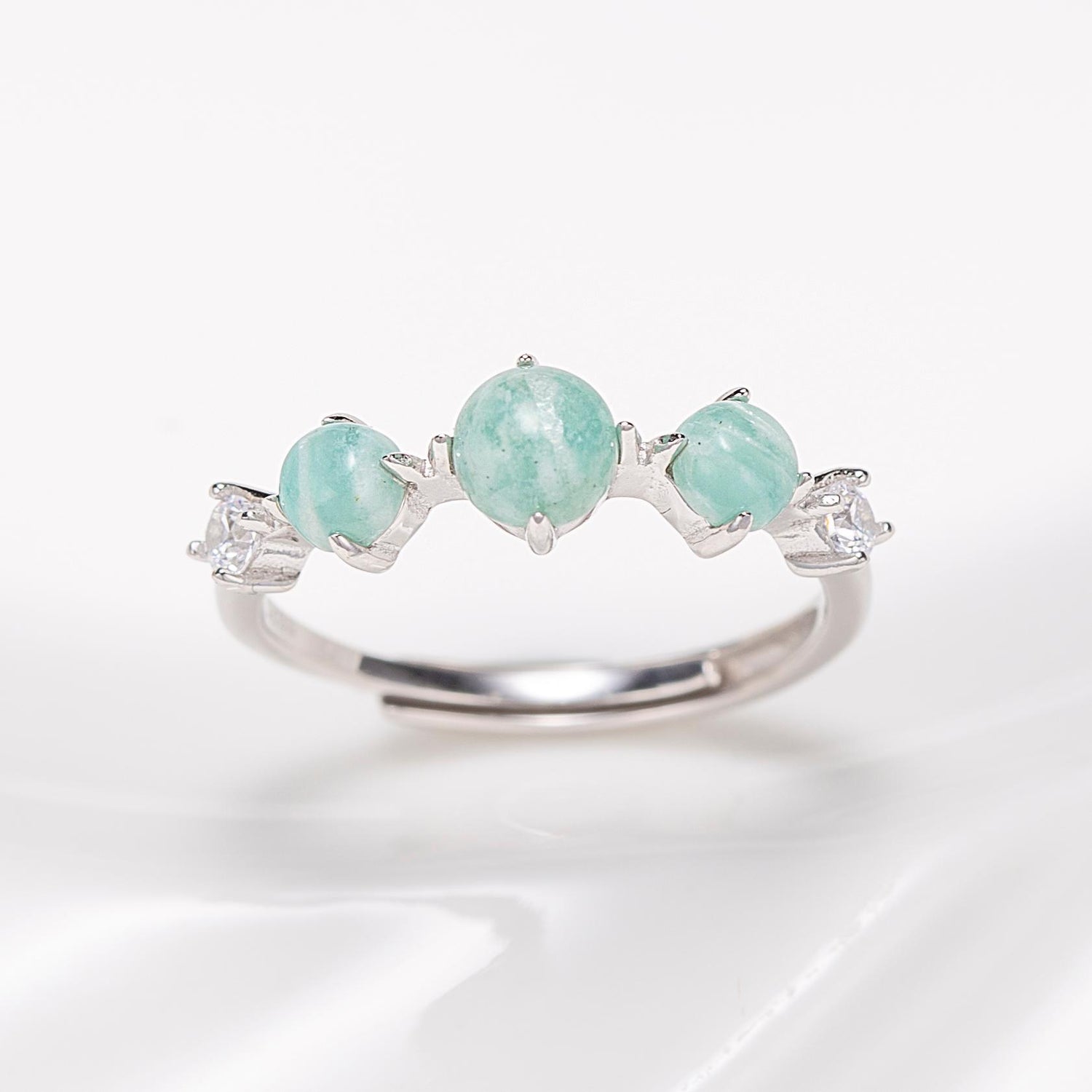Natural Cabochon Round Cut Amazonite Ring