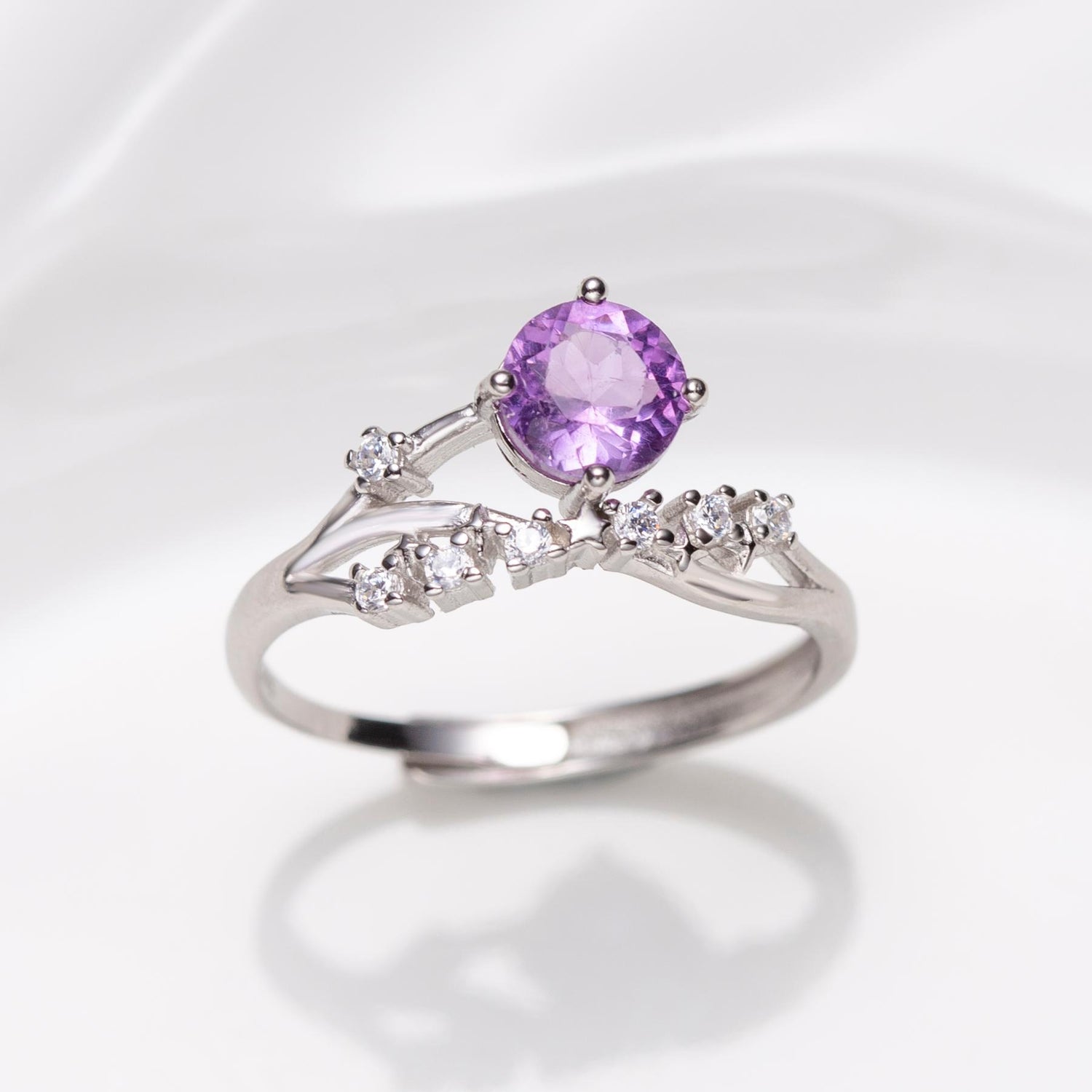 Natural Round Shape Amethyst Ring