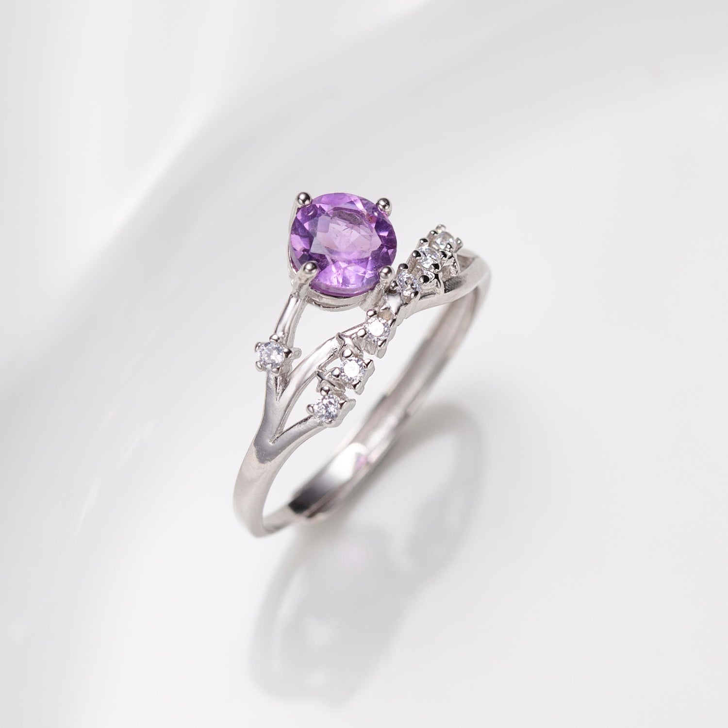 Natural Round Shape Amethyst Ring