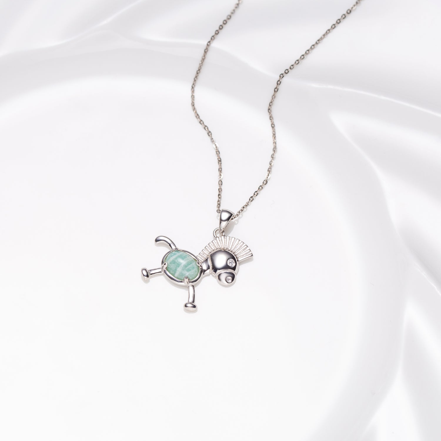 Sterling Silver Amazonite Pony Pendant Necklace