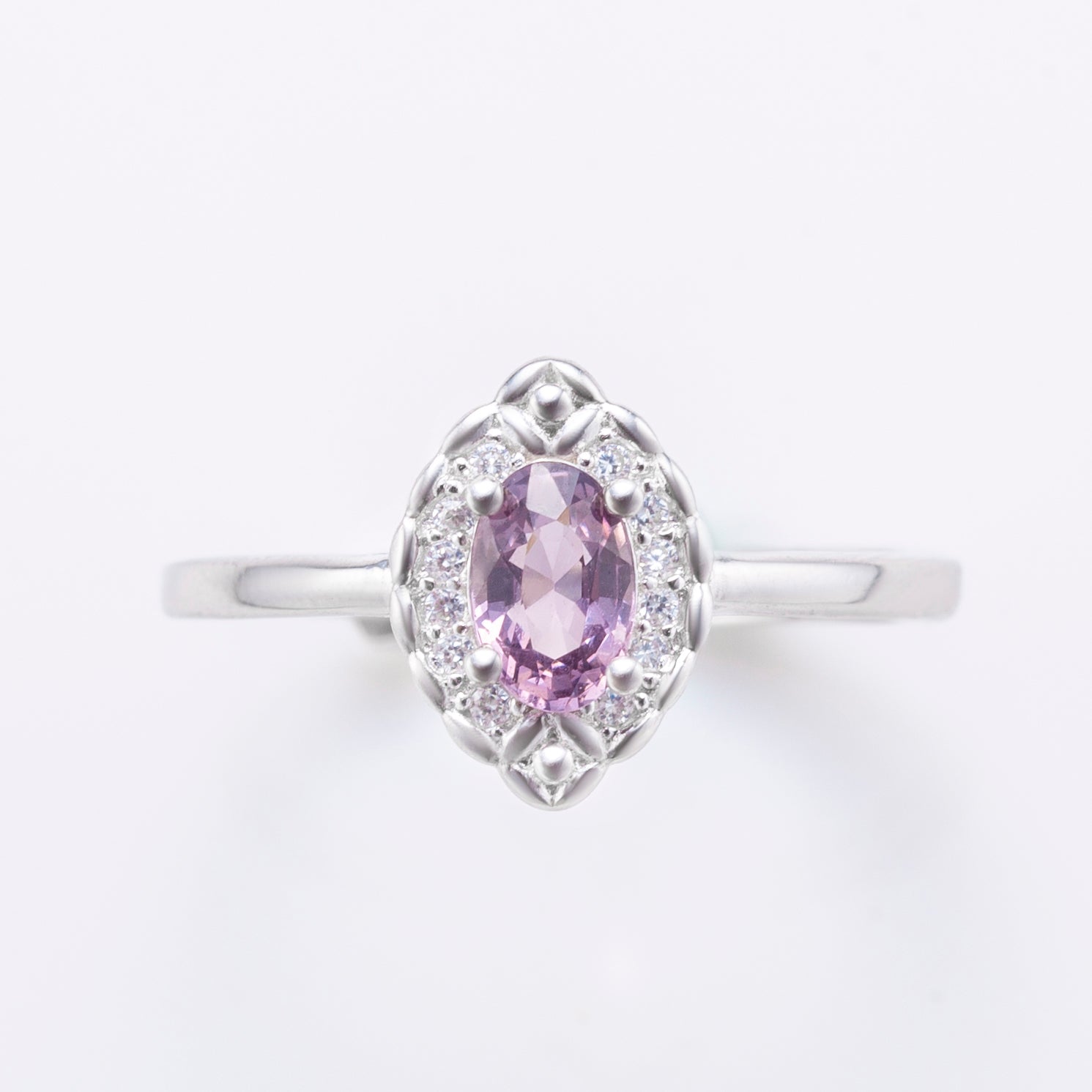 Natural Oval Shaped Spinel Halo Ring