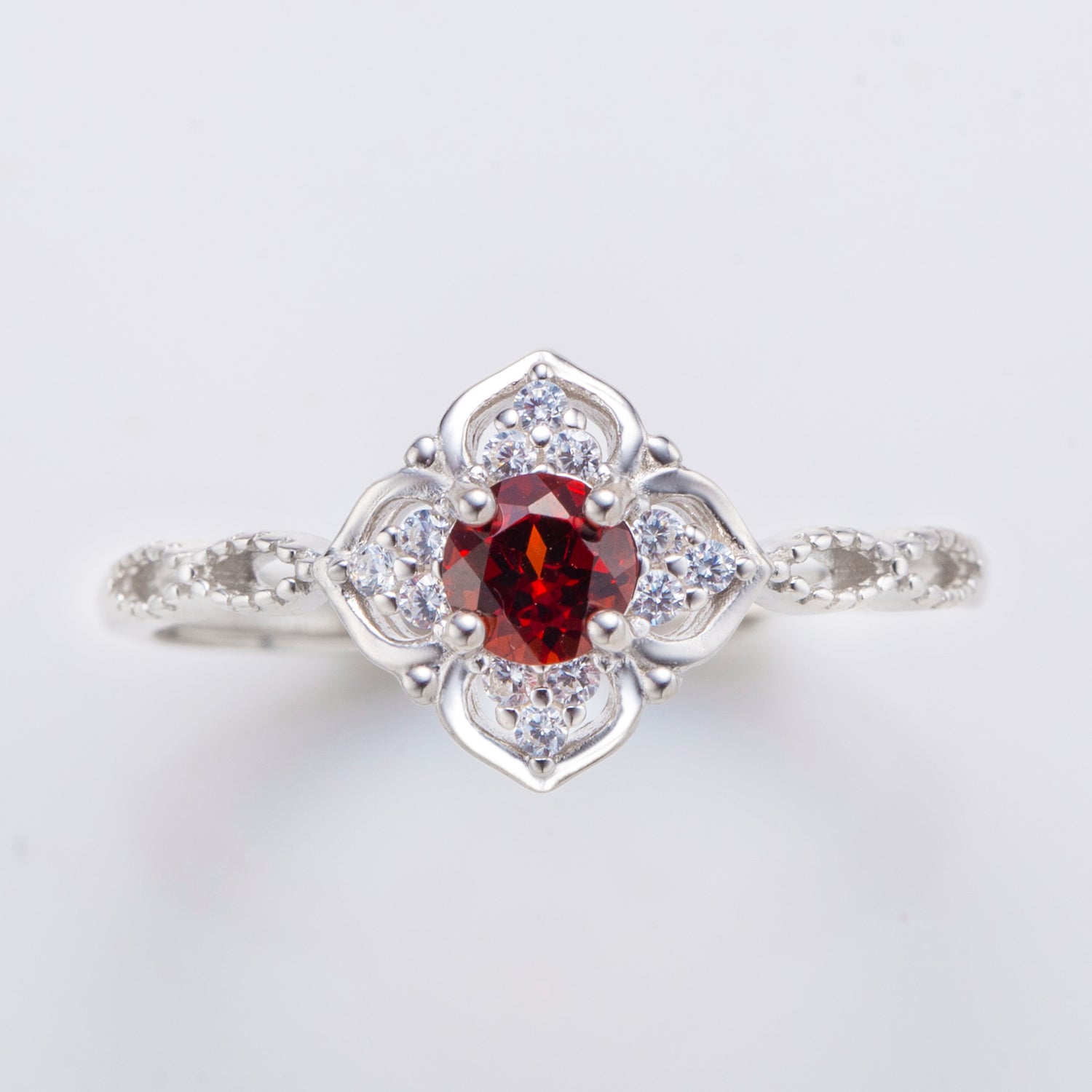 Natural Round Shape Garnet Ring