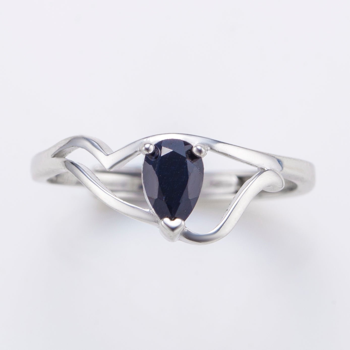 Natural Pear Shape Sapphire Sterling Silver Ring