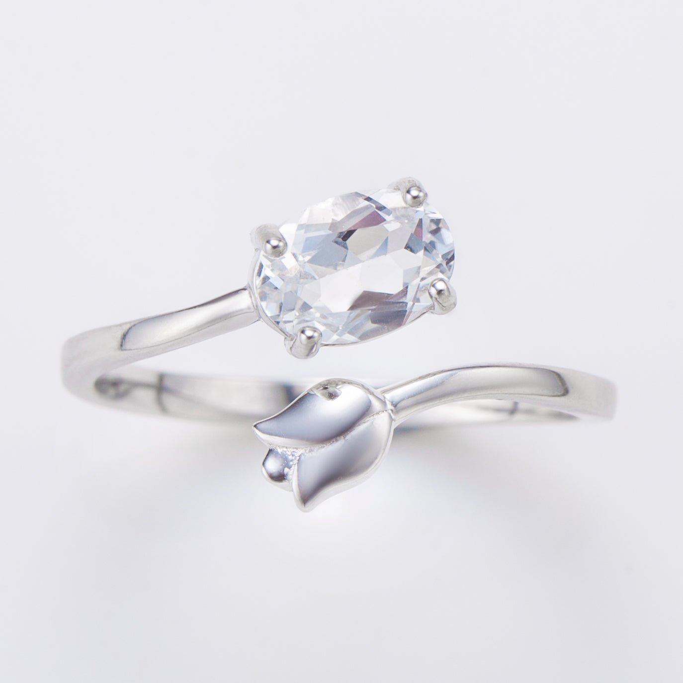 Natural Oval White Topaz 925 Sterling Silver Ring