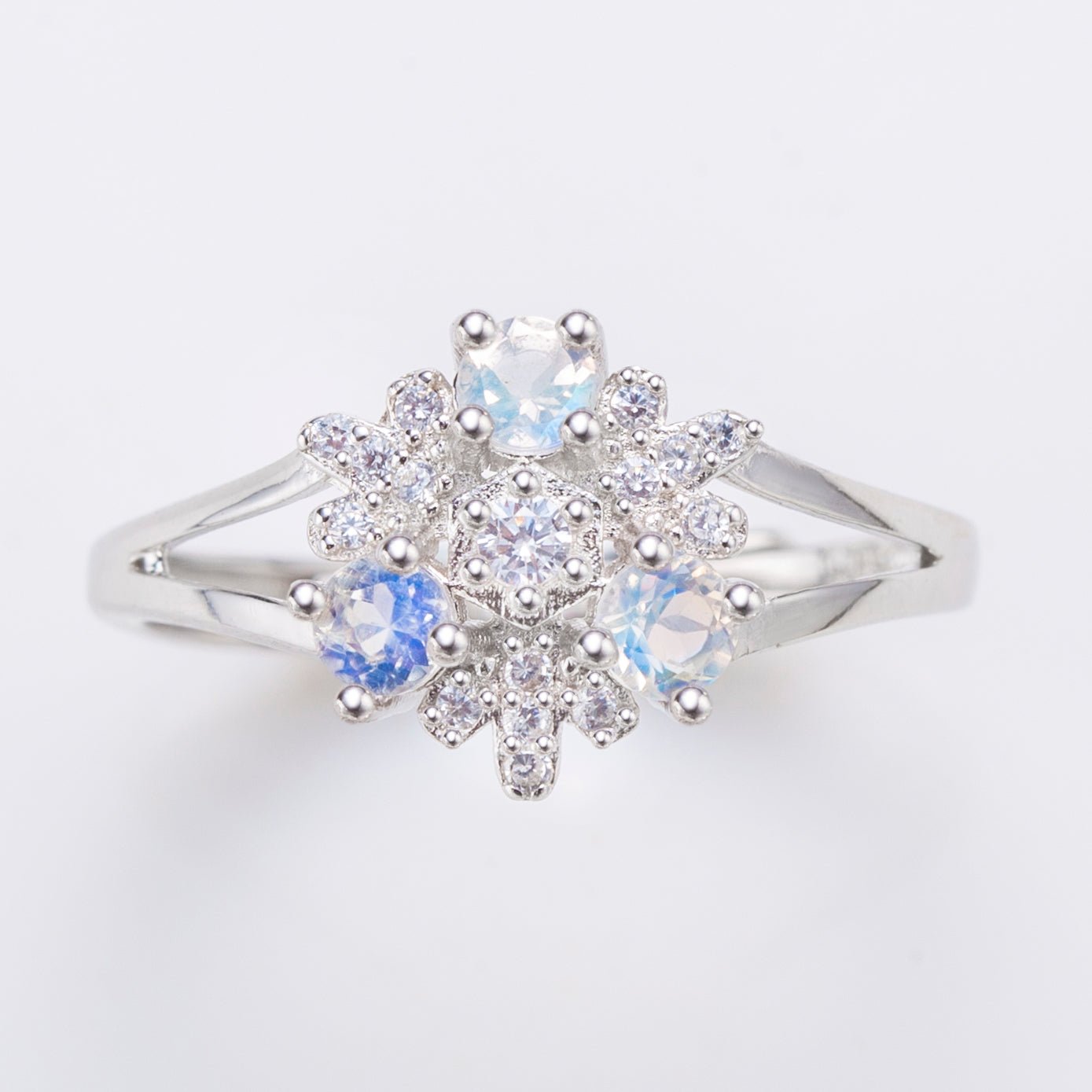 Natural Round Moonstone 925 Sterling Silver Ring