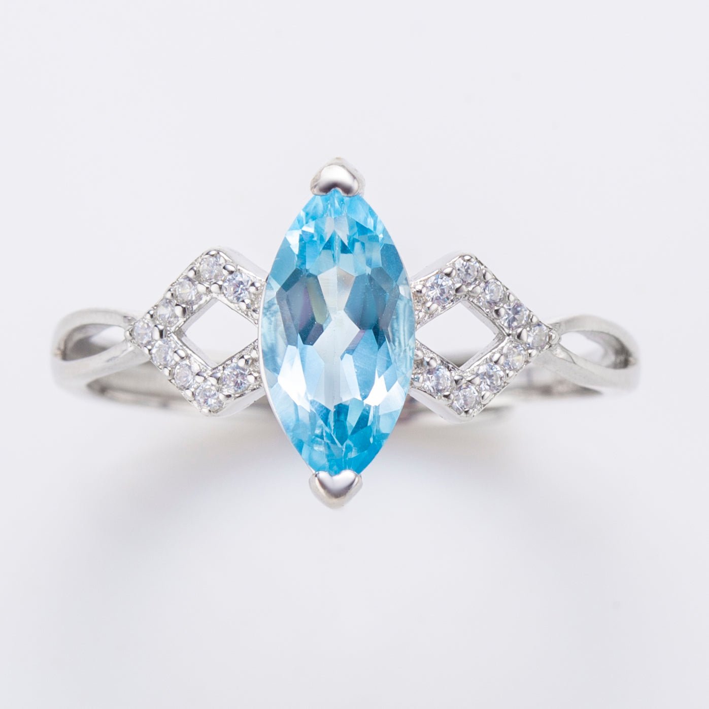 Natural Marquise Sky Blue Topaz Sterling Silver Ring