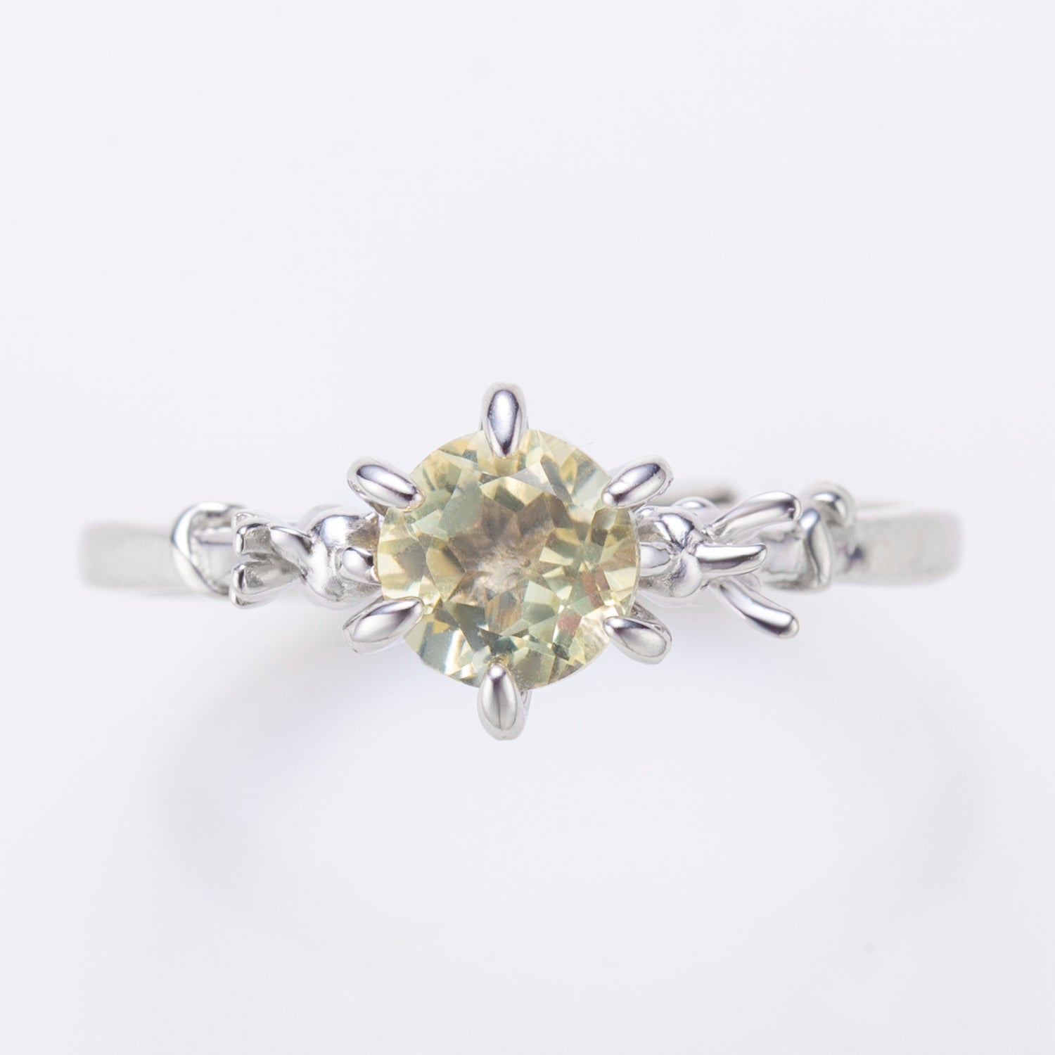 Natural Round Shape Lemon Quartz Angels Ring