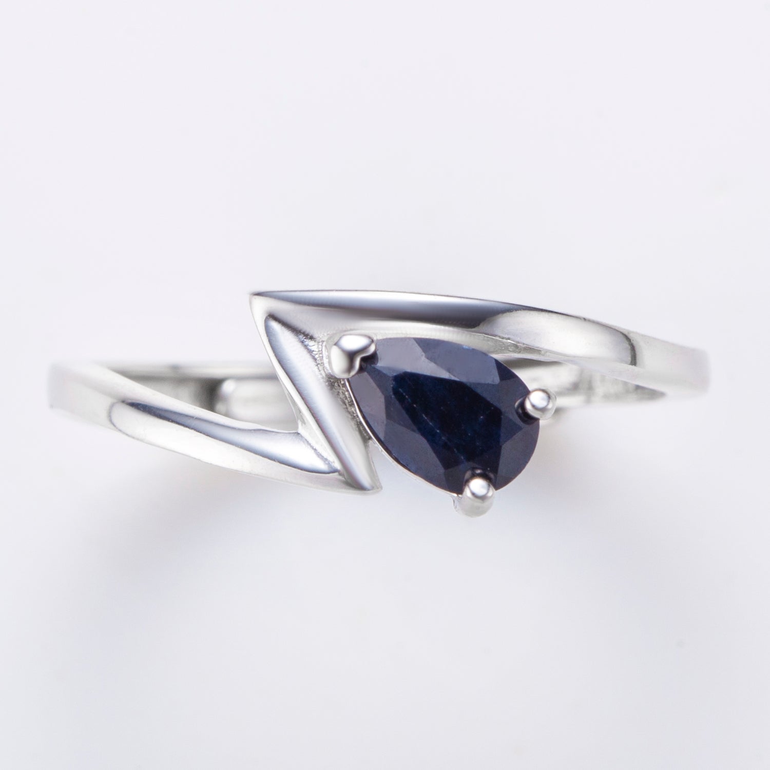 Natural Pear Shape Sapphire Sterling Sliver Ring