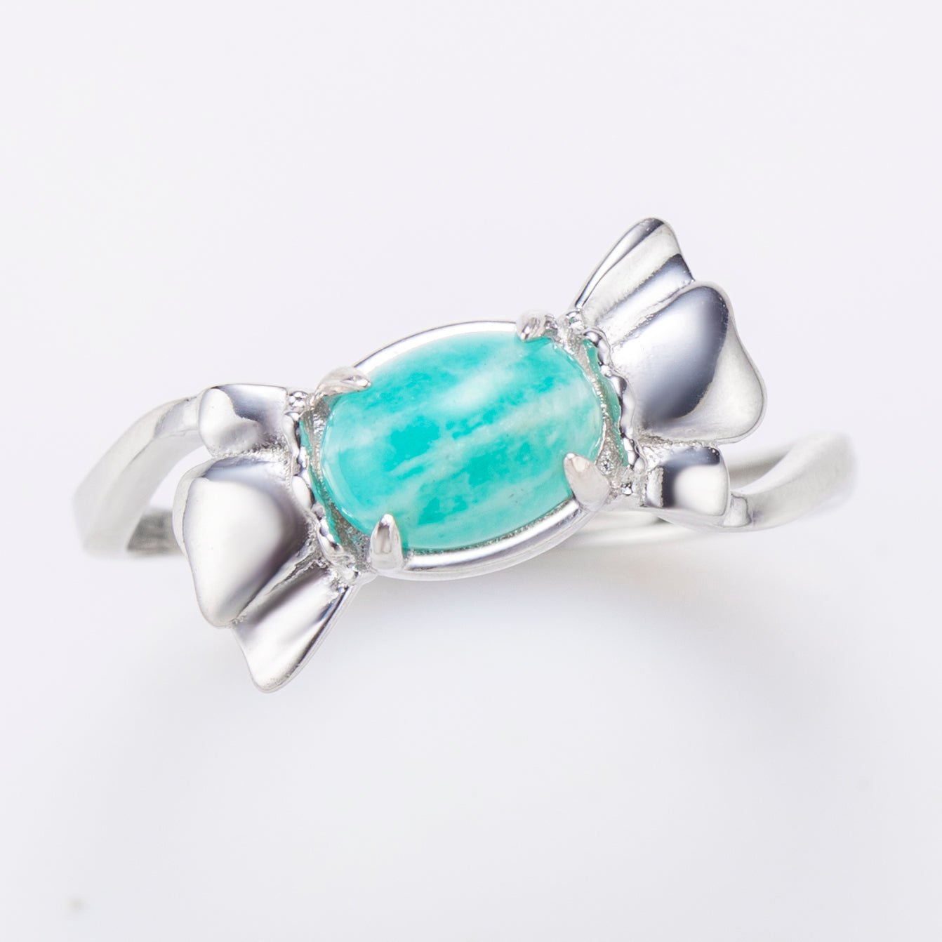 Natural Cabochon Oval Amazonite Sterling Silver Ring
