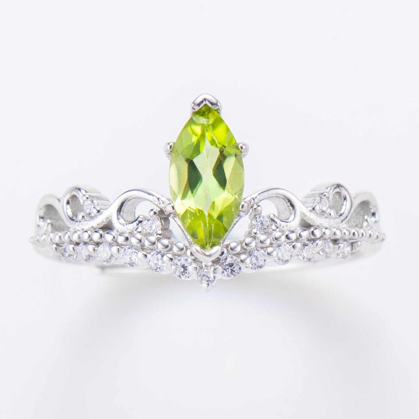 Natural Marquise Peridot Vintage Sterling Silver Ring