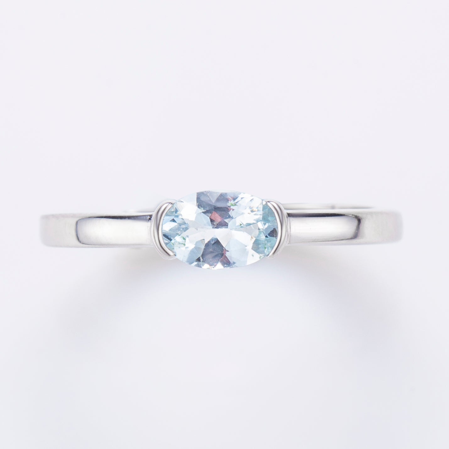 Natural Oval Aquamarine Sterling Silver Ring