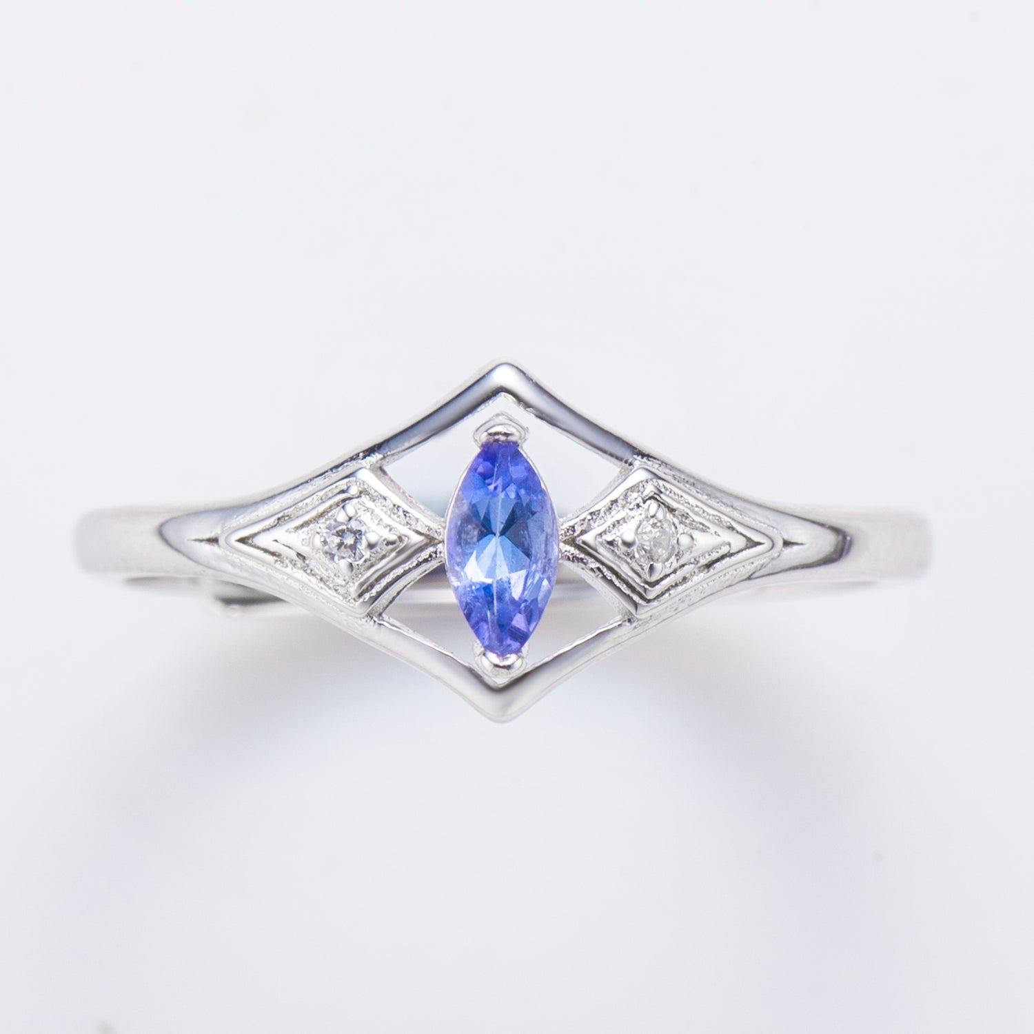 Natural Marquise Tanzanite Sterling Silver Ring