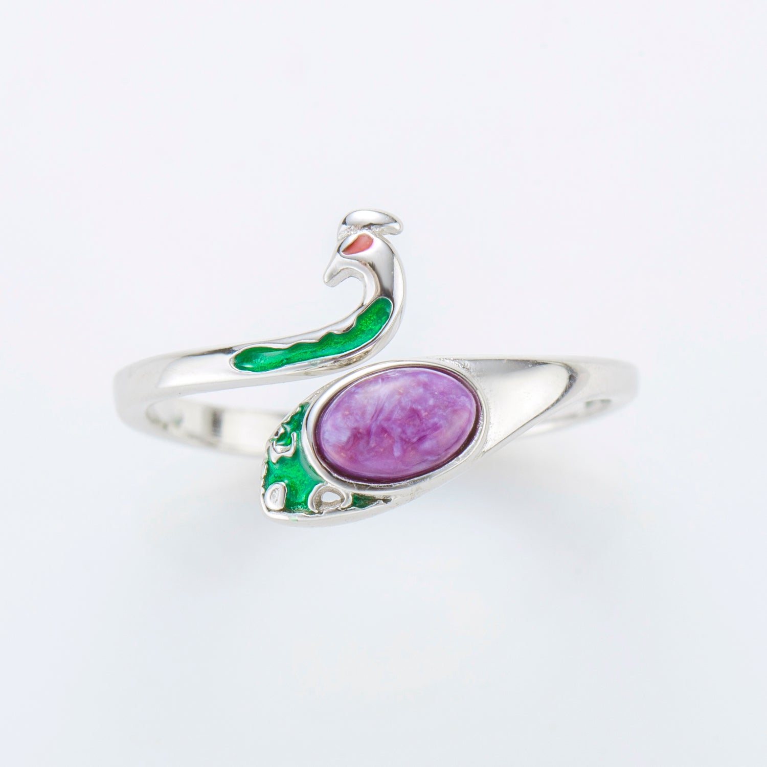 Natural Cabochon Oval Charoite Sterling Silver Ring