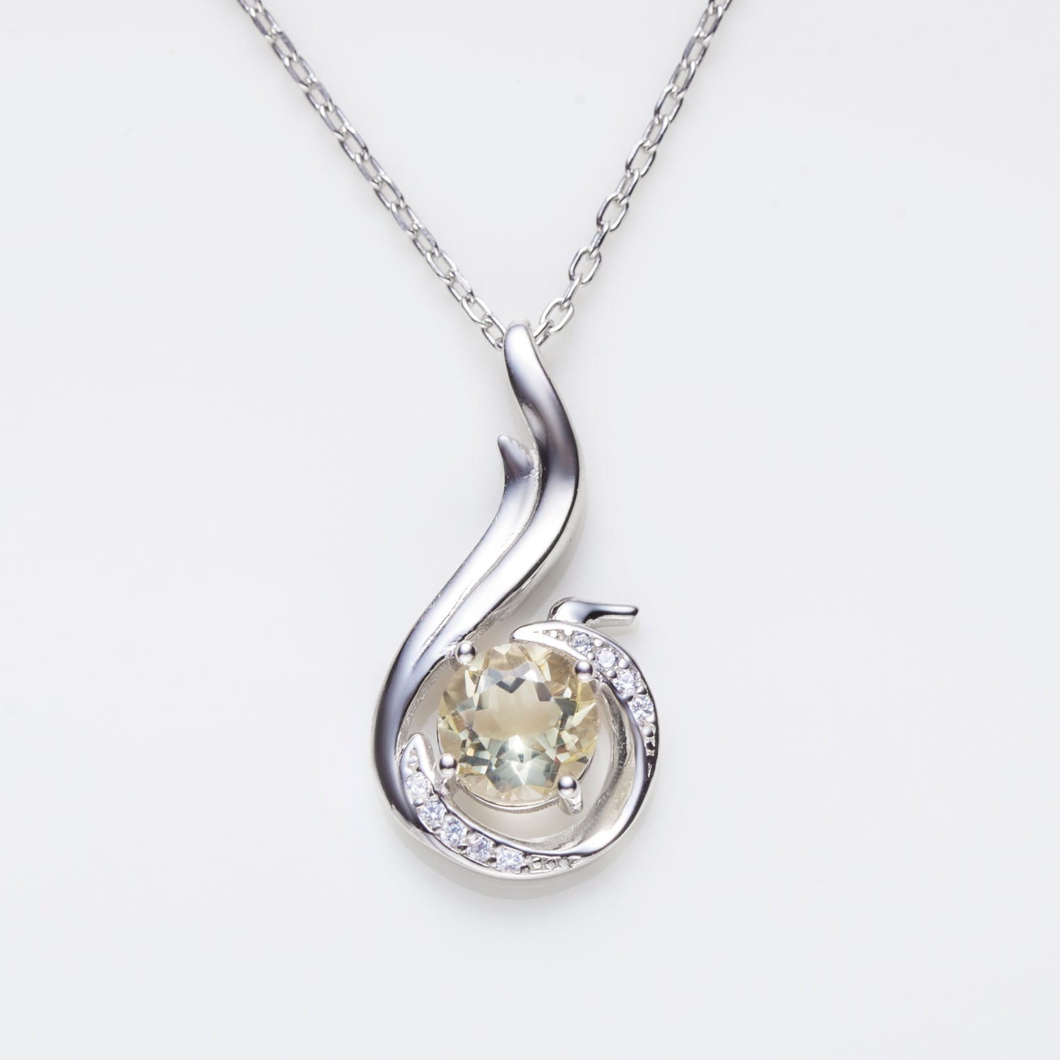 Sterling Silver Lemon Quartz Pendant Necklace