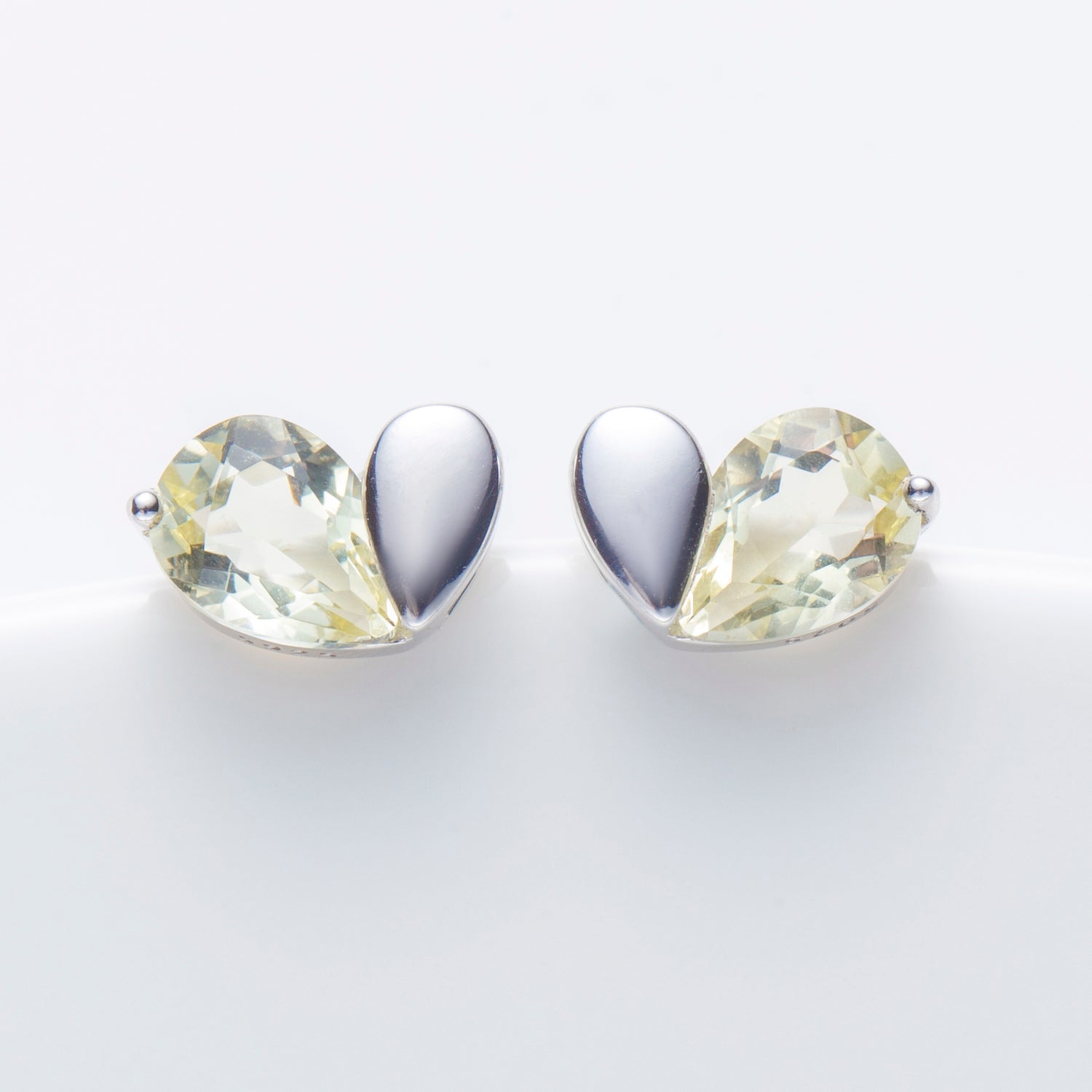 Natural Lemon Quartz Sterling Silver Heart Stud Earrings