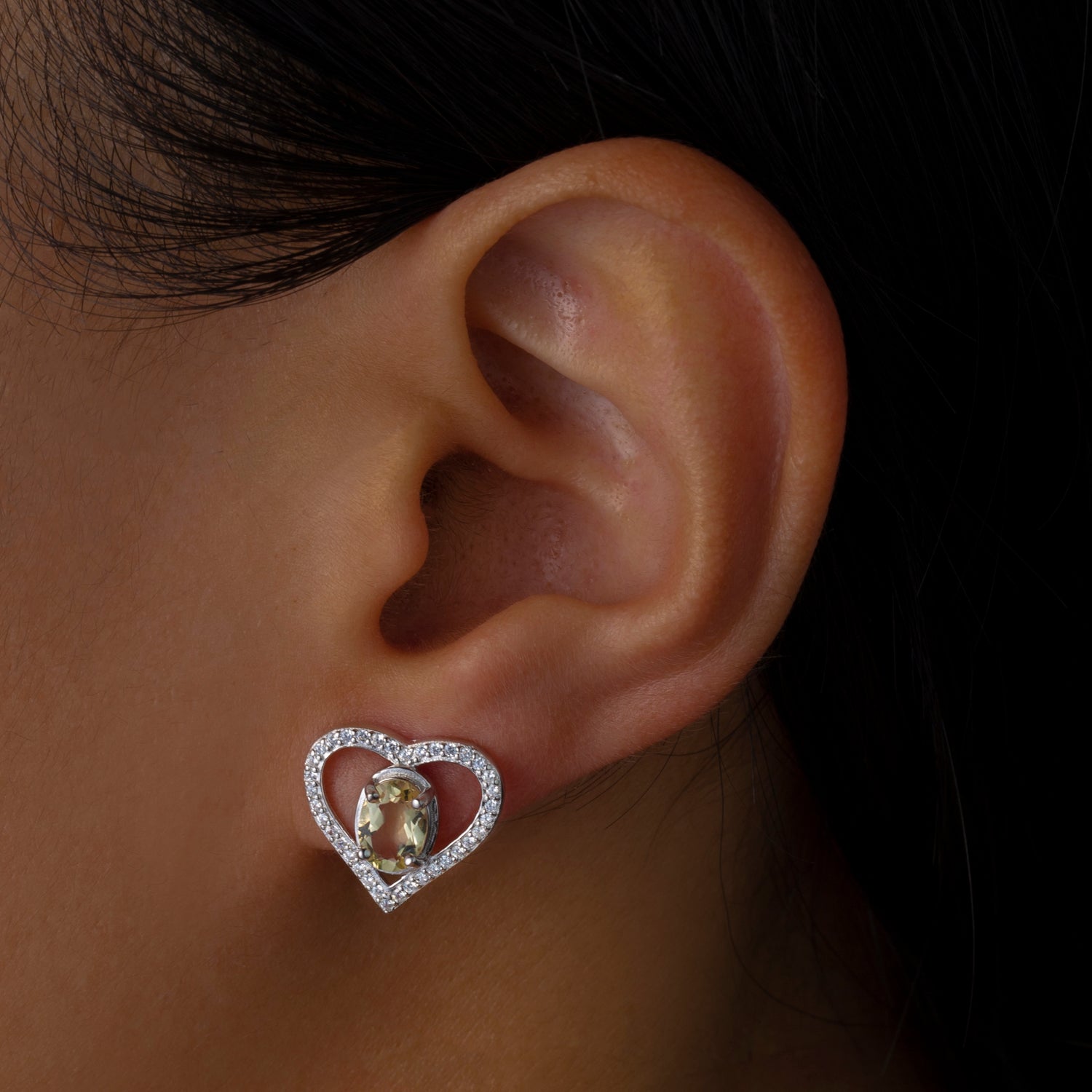 Natural Lemon Quartz Oval Cut Stud Earrings