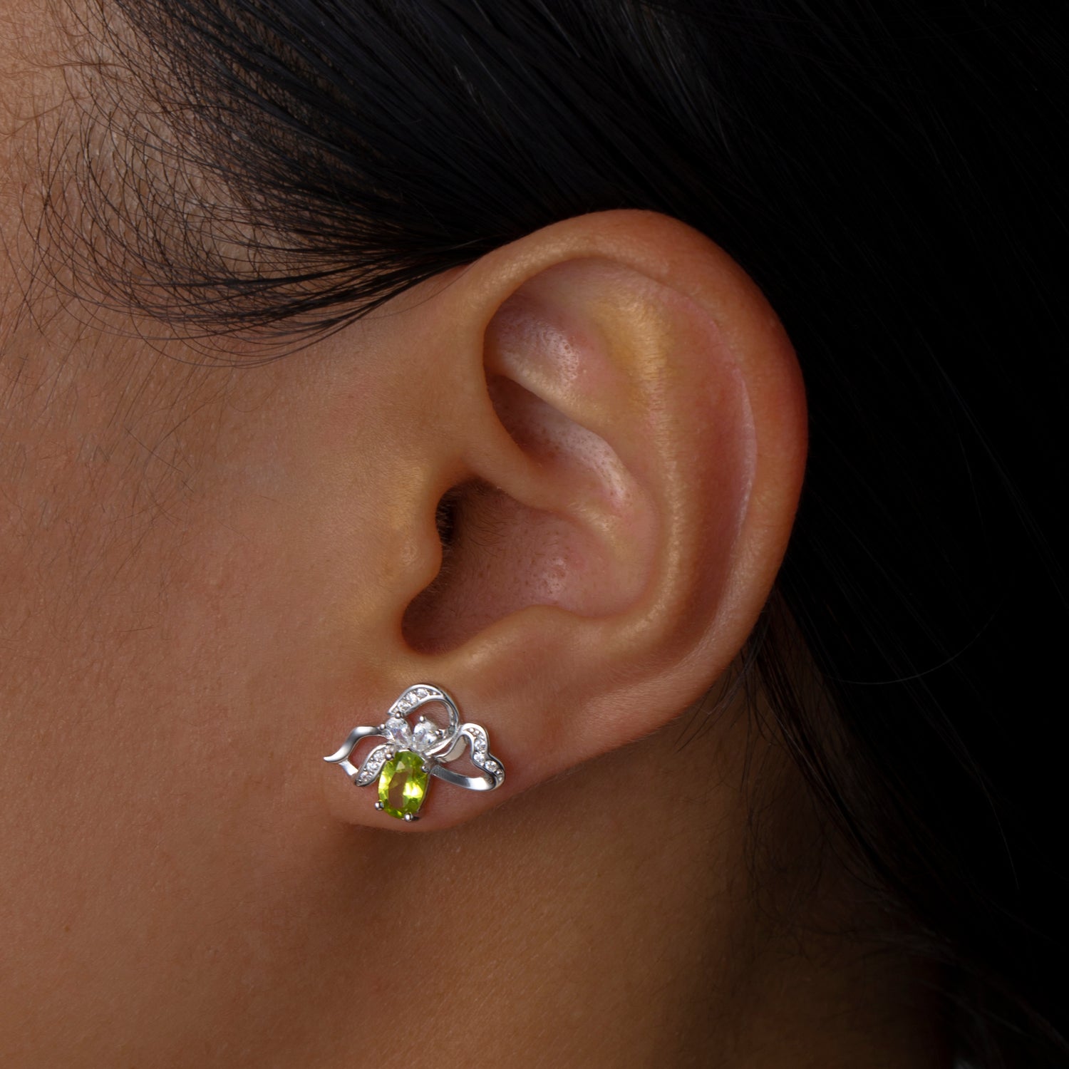 Natural Peridot Present Sterling Silver Stud Earrings