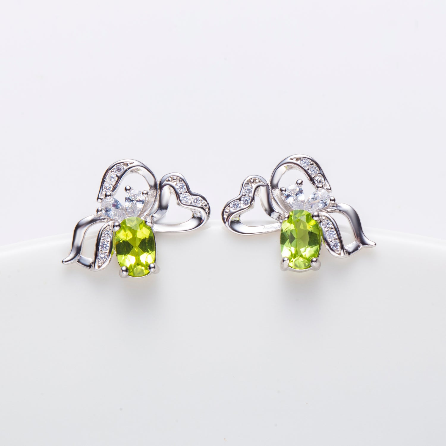 Natural Peridot Present Sterling Silver Stud Earrings