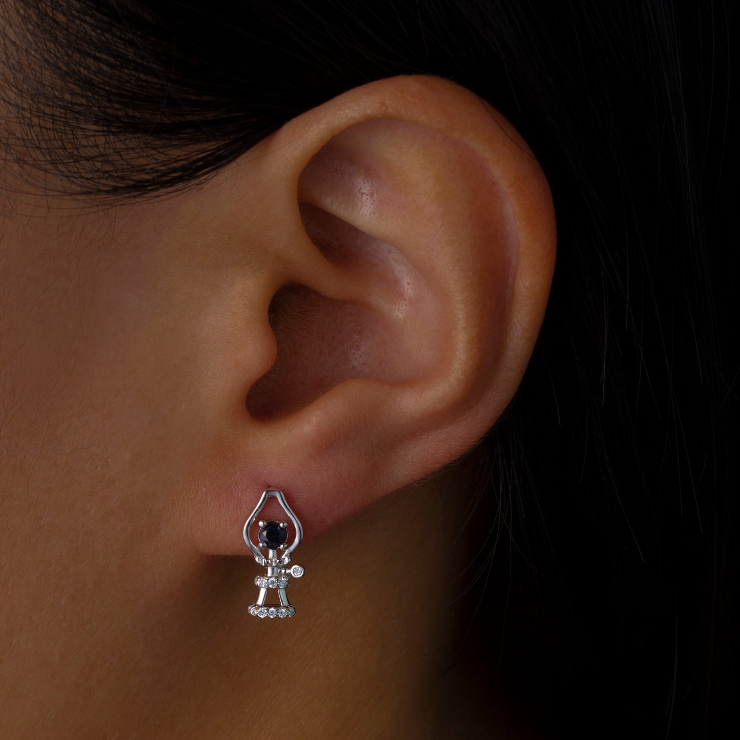 Natural Sapphire Round Cut Stud Earrings