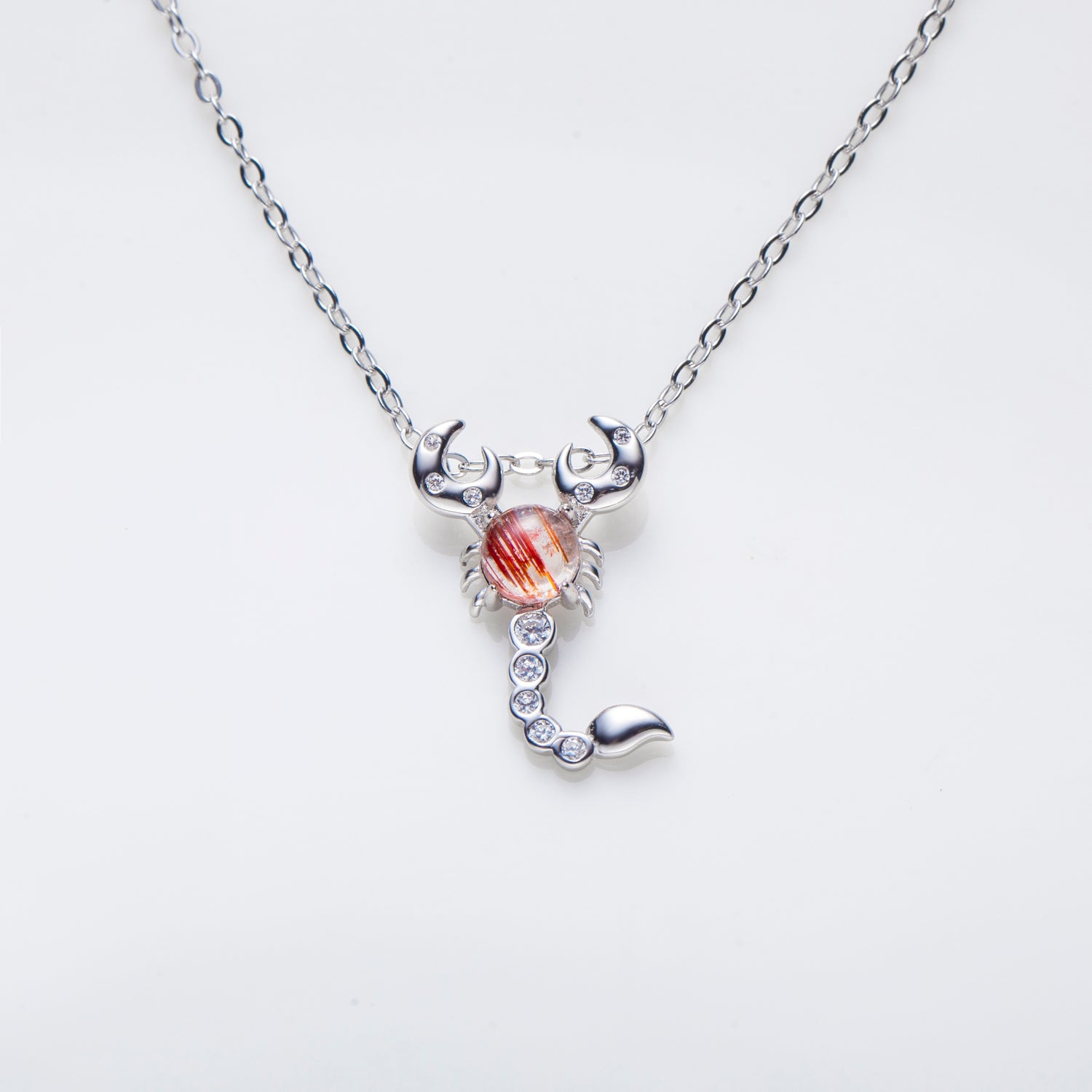 Copper Rutilated Quartz Scorpion Sterling Silver Necklace