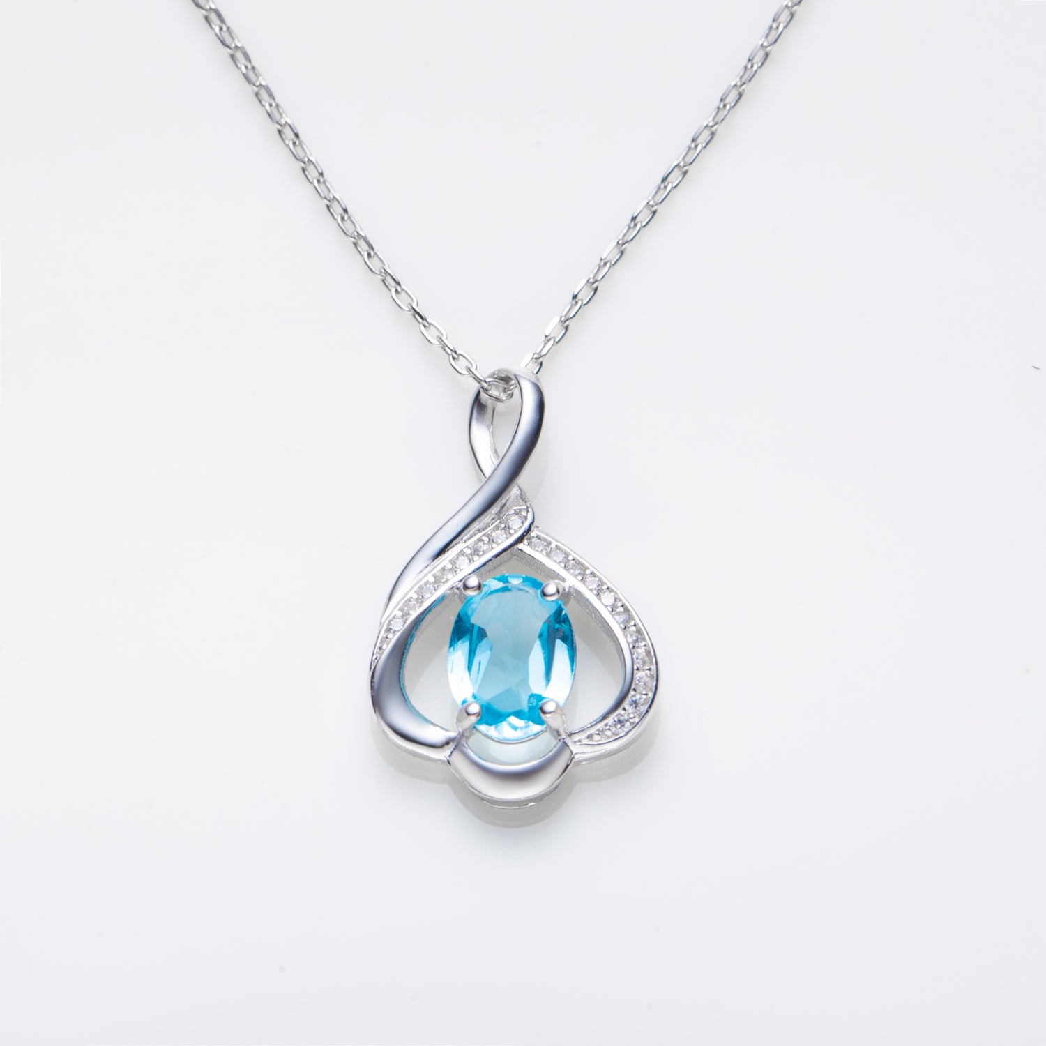 Sky Blue Topaz Sterling Silver Necklace For Women