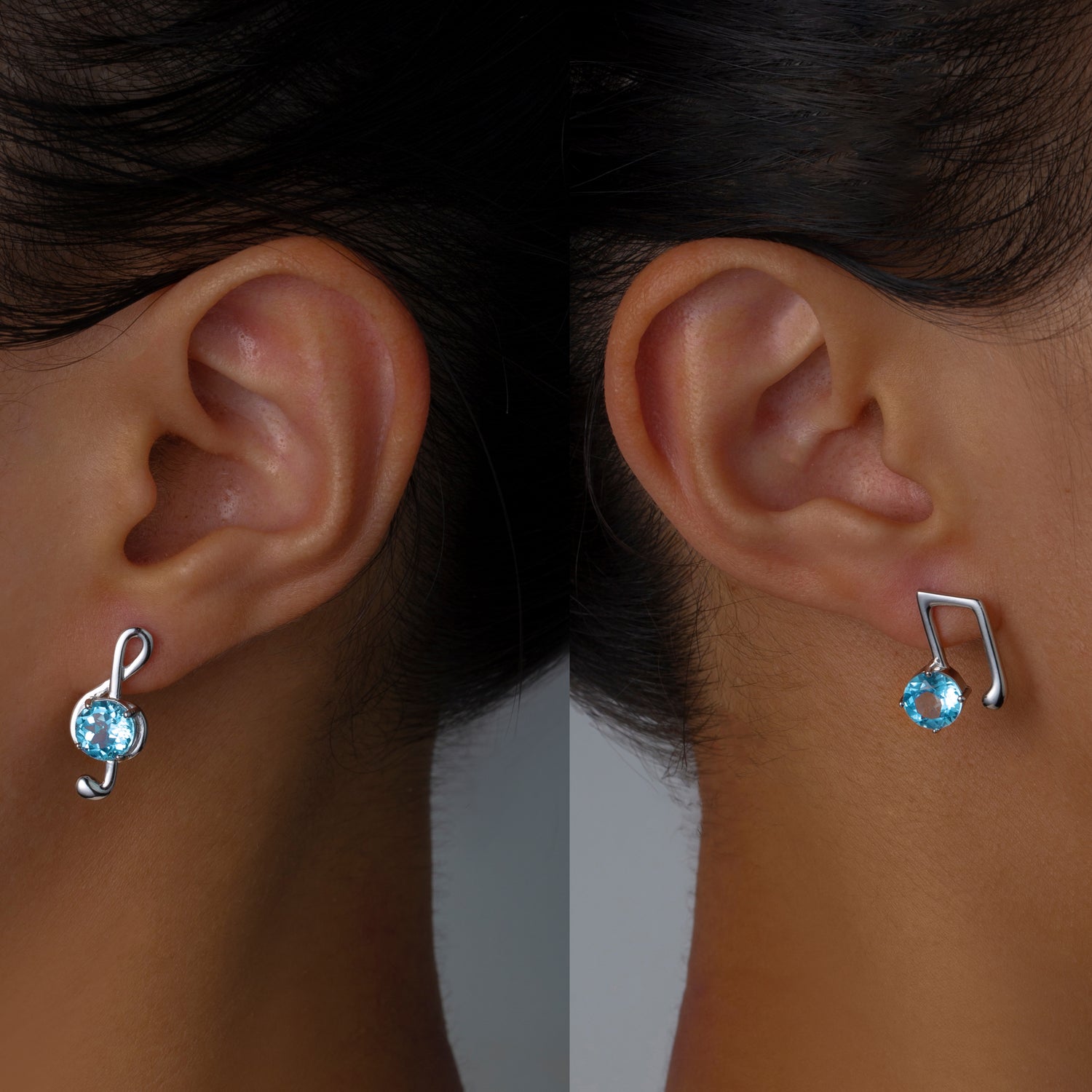 Natural Sky Blue Topaz Sterling Silver Note Earrings