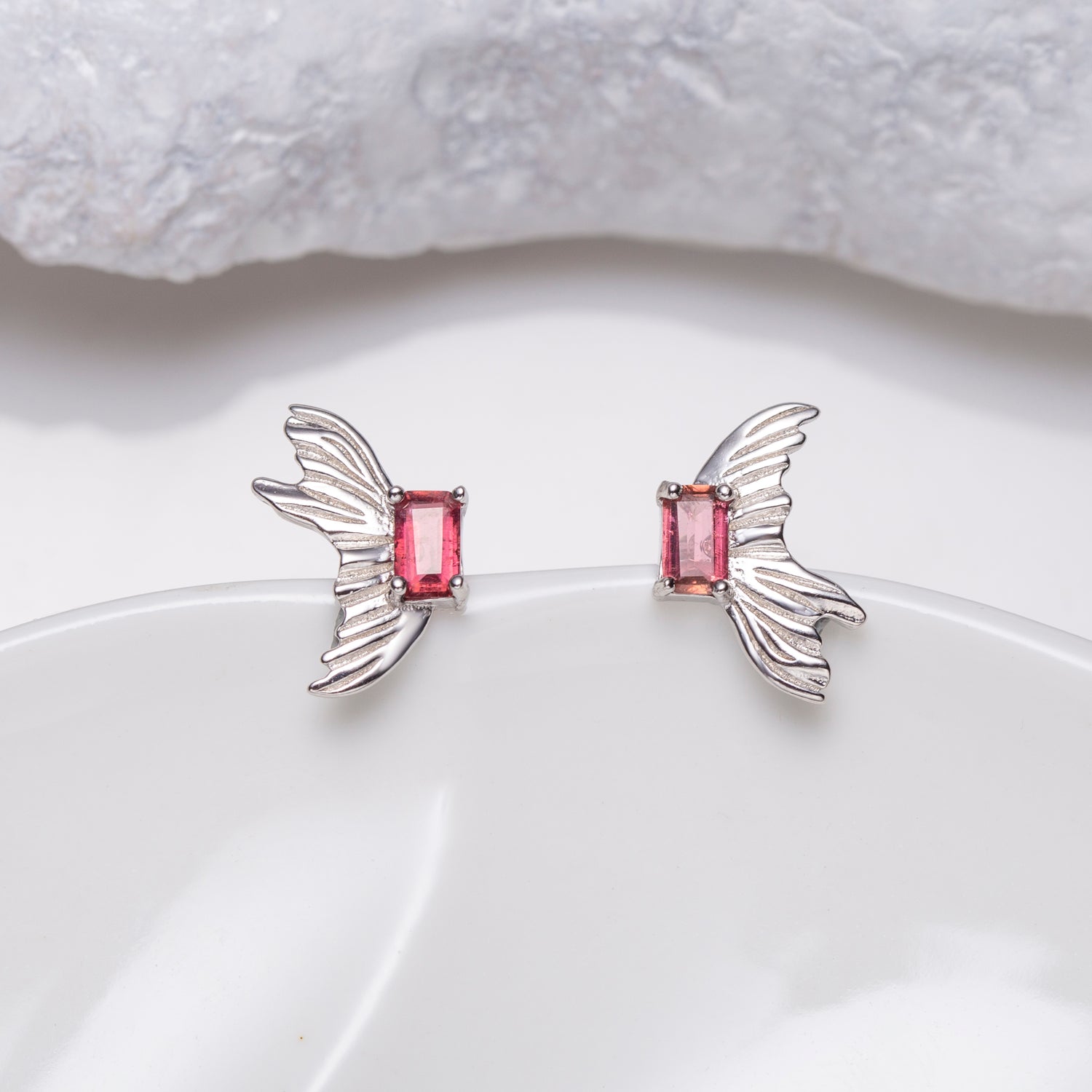 Natural Octagon Tourmaline Sterling Silver Stud Earrings