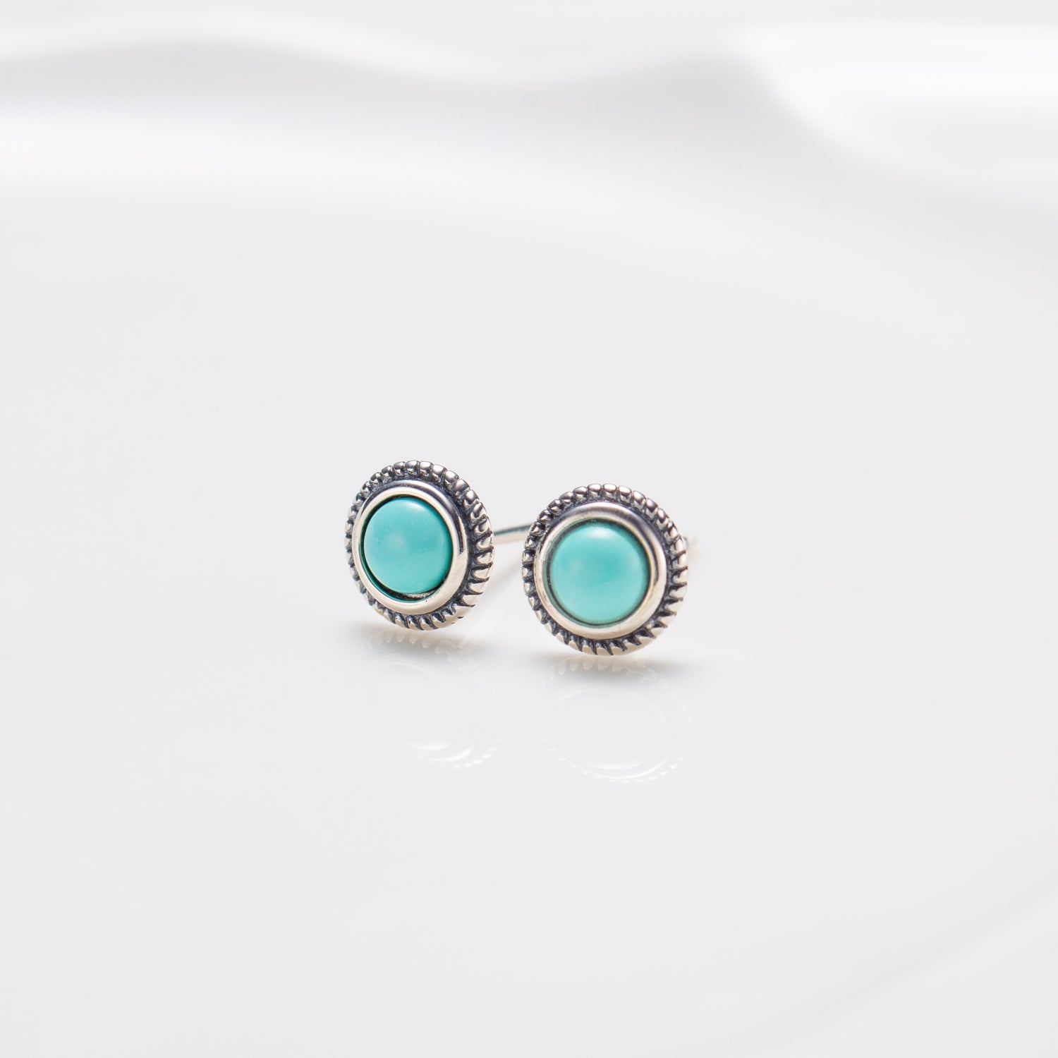 Natural Turquoise Vintage Sterling Silver Stud Earrings