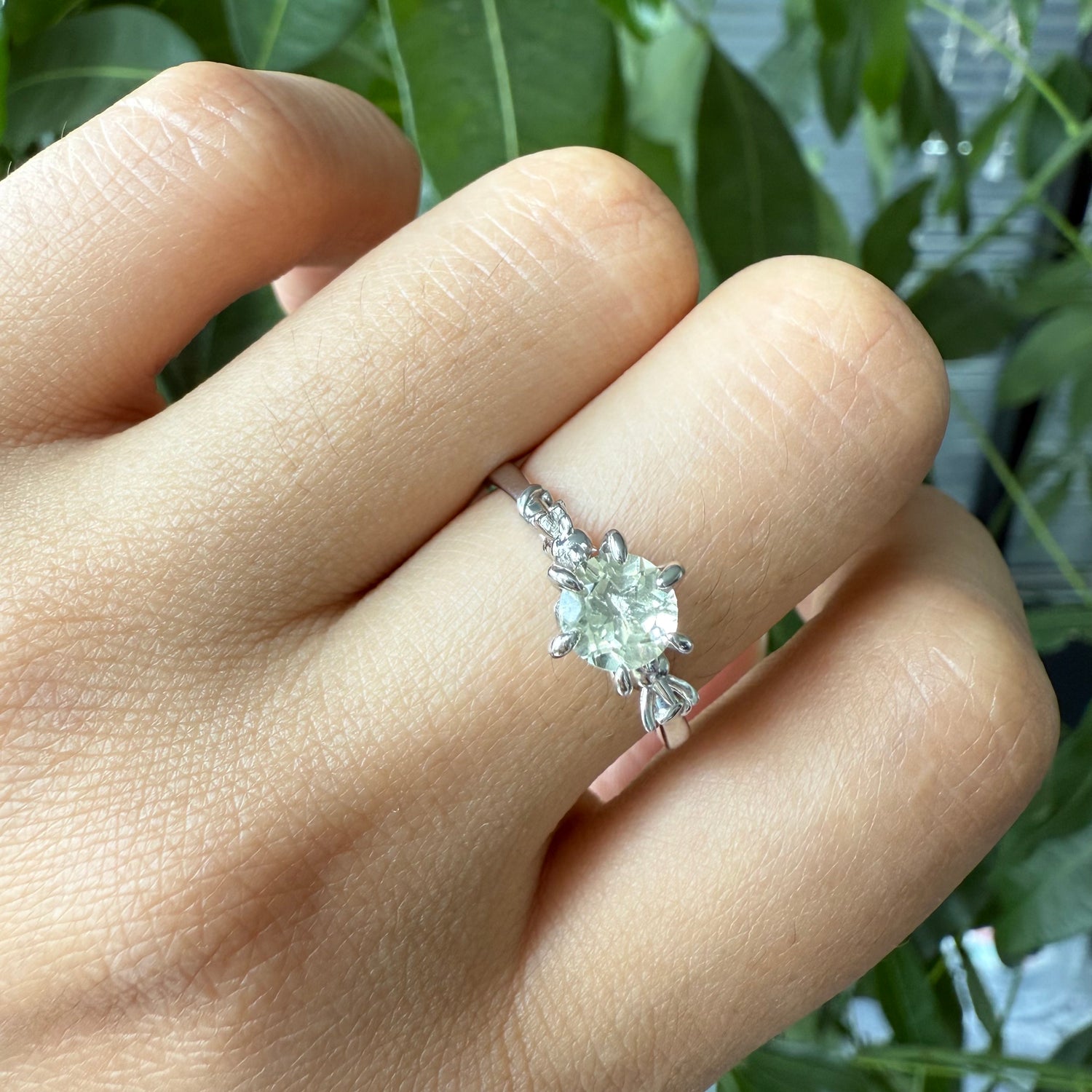 Natural Round Shape Lemon Quartz Angels Ring