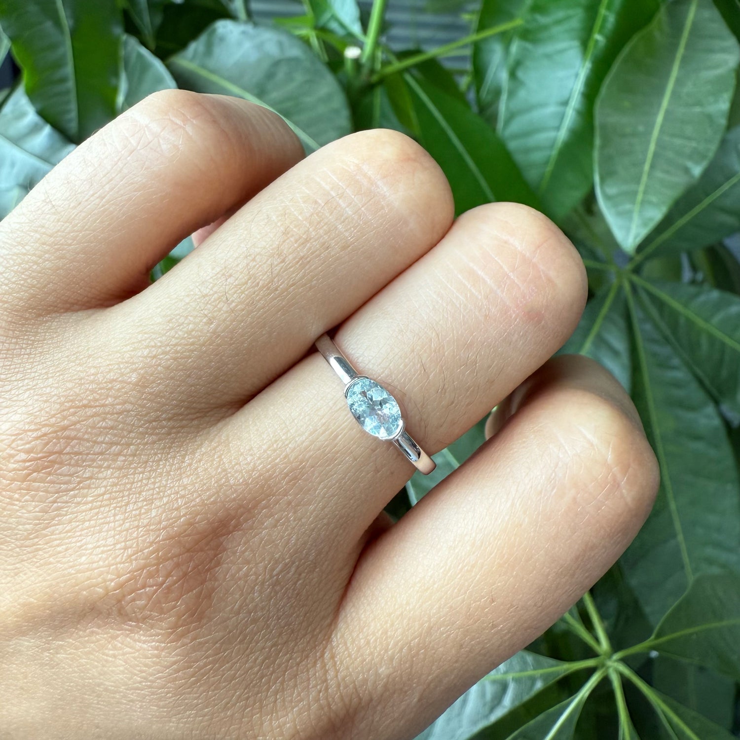 Natural Oval Aquamarine Sterling Silver Ring