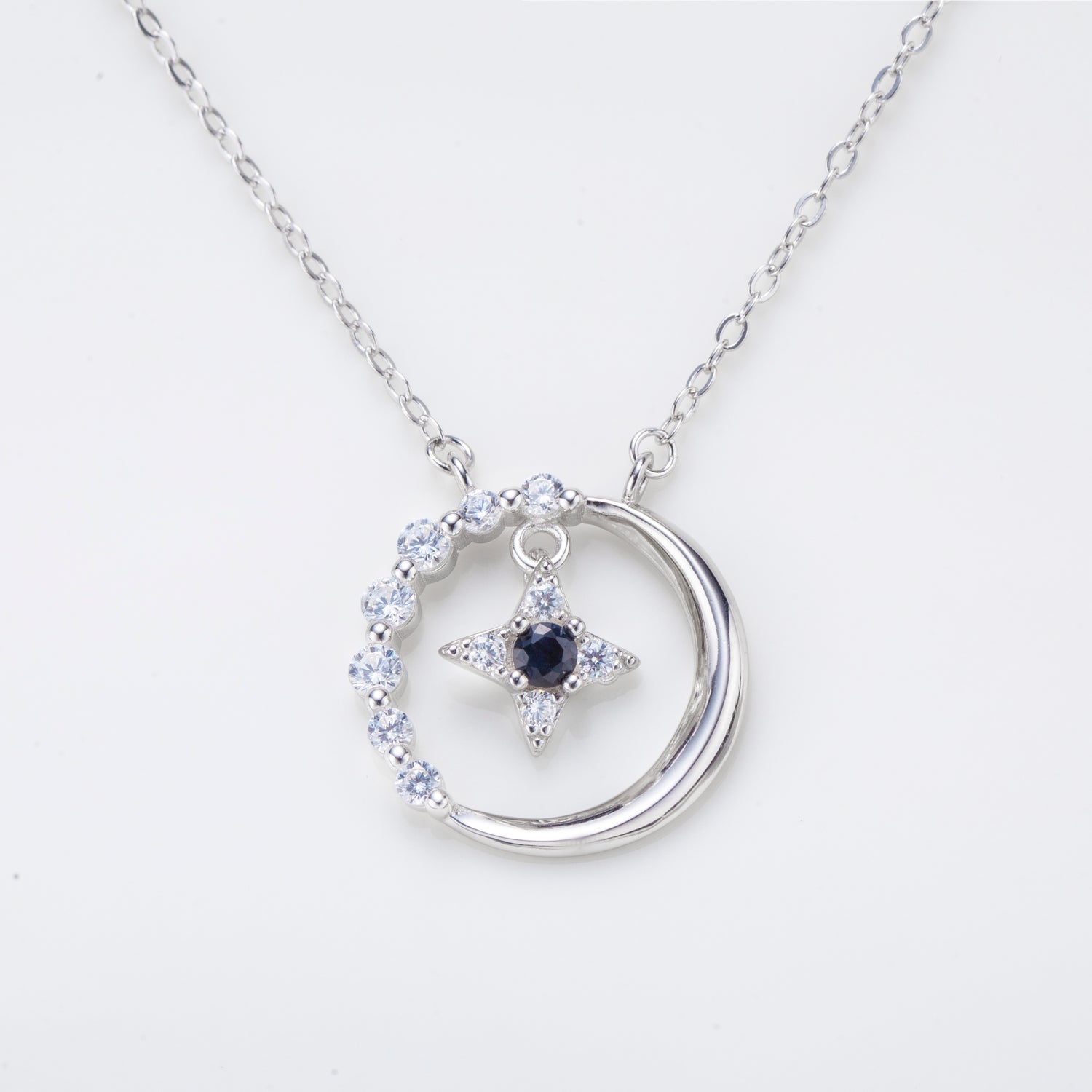 Sapphire Birthstone Necklace in Sterling Silver