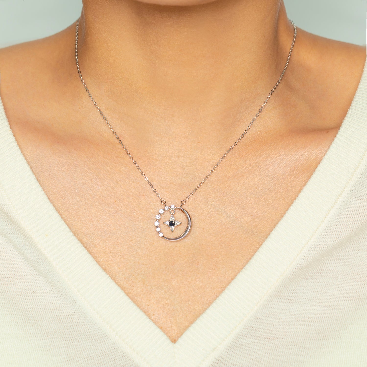 Sapphire Birthstone Necklace in Sterling Silver